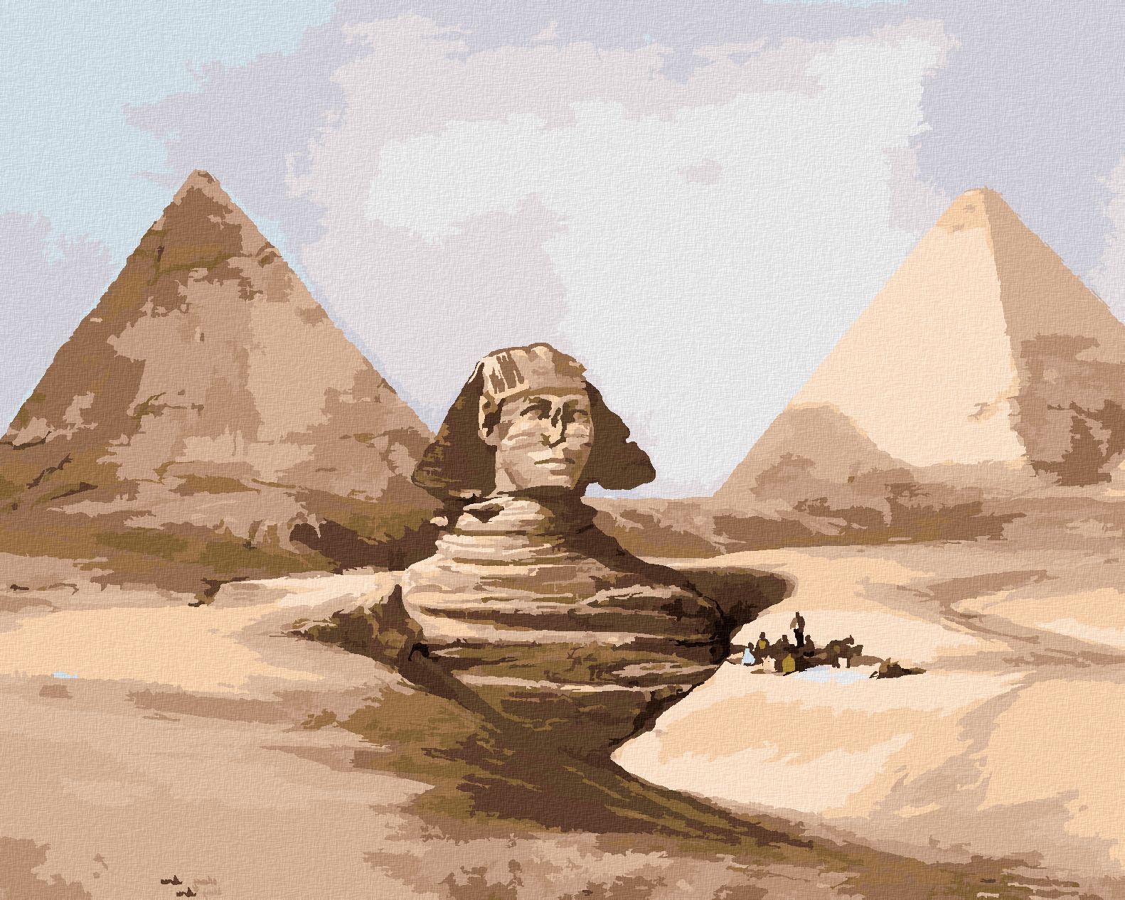 zuty Malování podle čísel - SFINGA A PYRAMIDY EGYPT - Rozměr: 40x50 cm, Rámování: Varianta: bez rámu a bez vypnutí plátna - obrázek 1