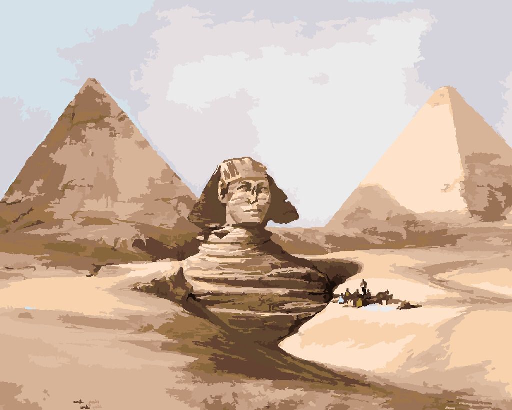 zuty Malování podle čísel - SFINGA A PYRAMIDY EGYPT - Rozměr: 40x50 cm, Rámování: Varianta: bez rámu a bez vypnutí plátna - obrázek 5