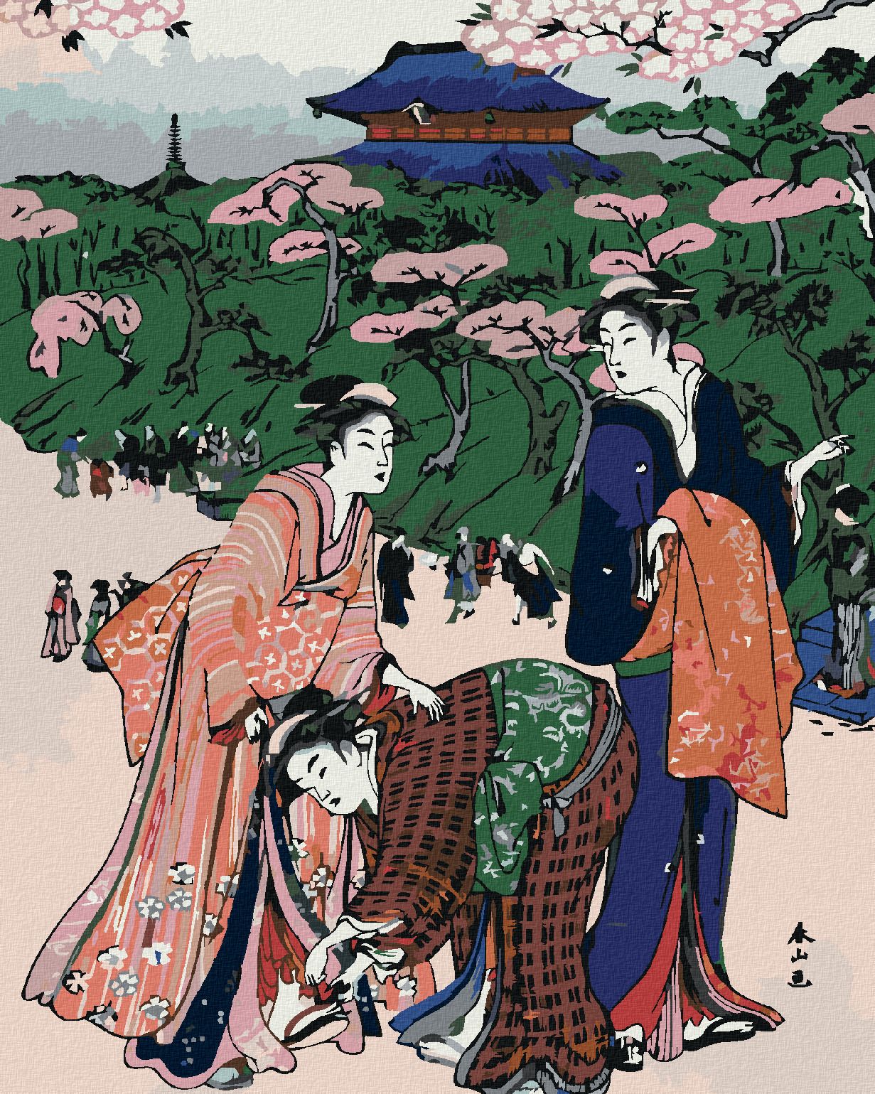 zuty Malování podle čísel - JAPONSKO A ROZKVETLÉ SAKURY - Rozměr: 40x50 cm, Rámování: Varianta: bez rámu a bez vypnutí plátna - obrázek 1
