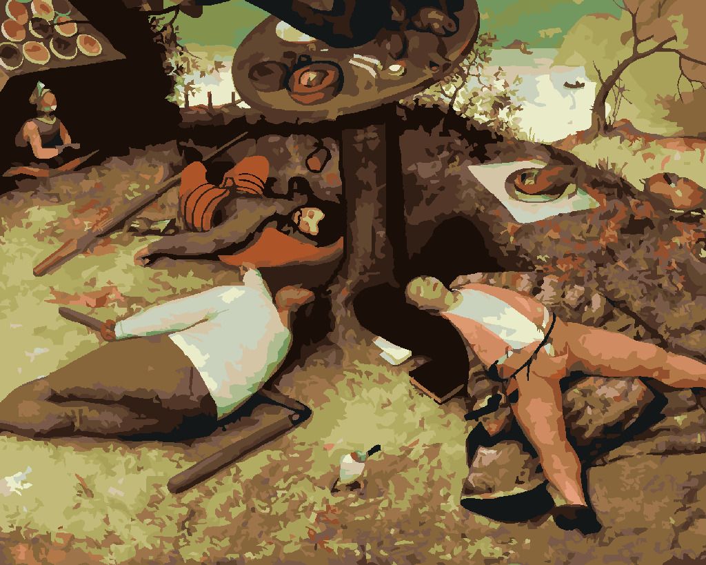 zuty Malování podle čísel - V ZEMI PECIVÁLŮ (PIETER BRUEGEL) - Rozměr: 40x50 cm, Rámování: Varianta: bez rámu a bez vypnutí plátna - obrázek 5