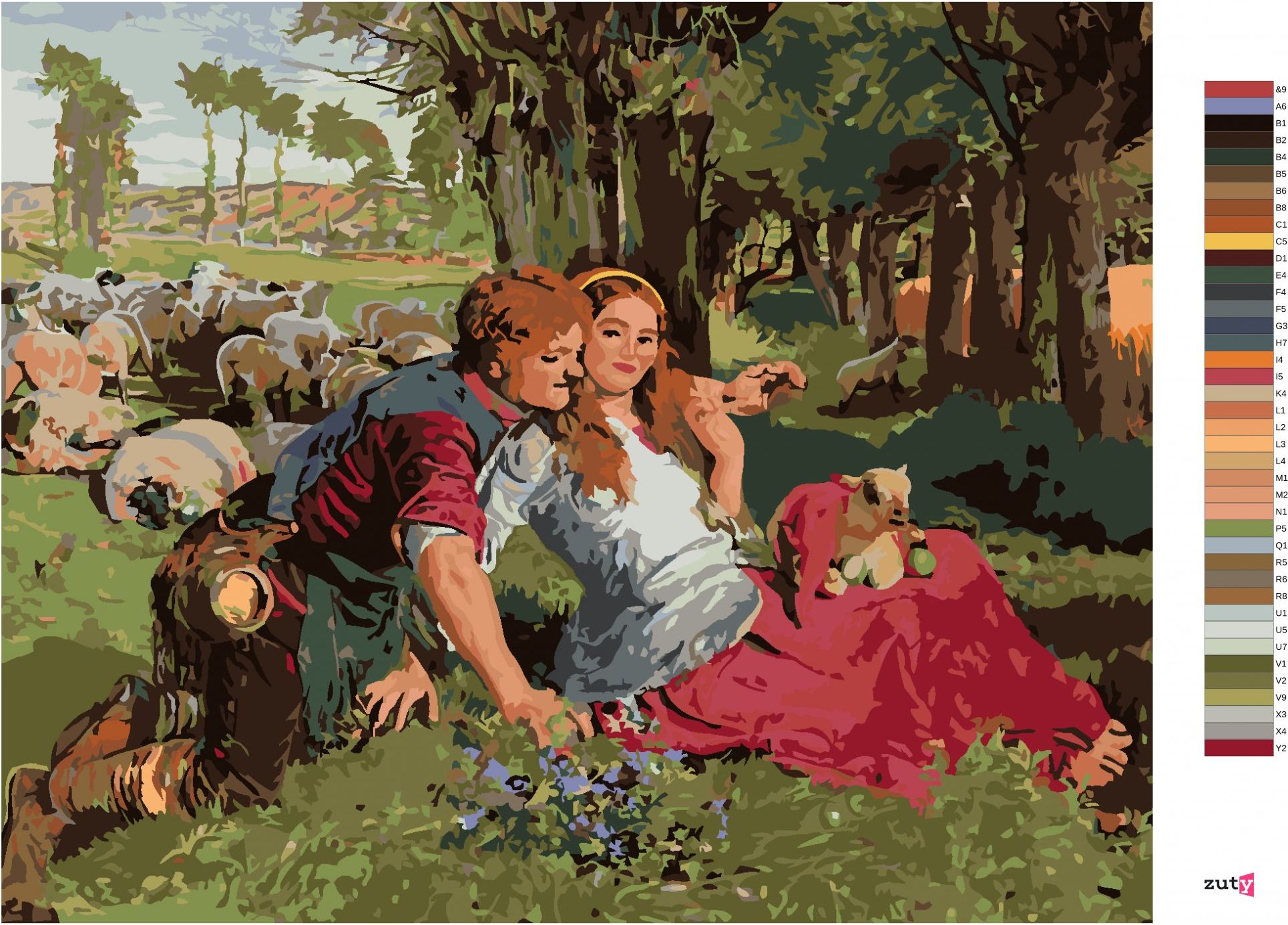 zuty Malování podle čísel - NAJATÝ OVČÁK (HOLMAN-HUNT WILLIAM) - Rozměr: 40x50 cm, Rámování: Varianta: vypnuté plátno na rám - obrázek 10