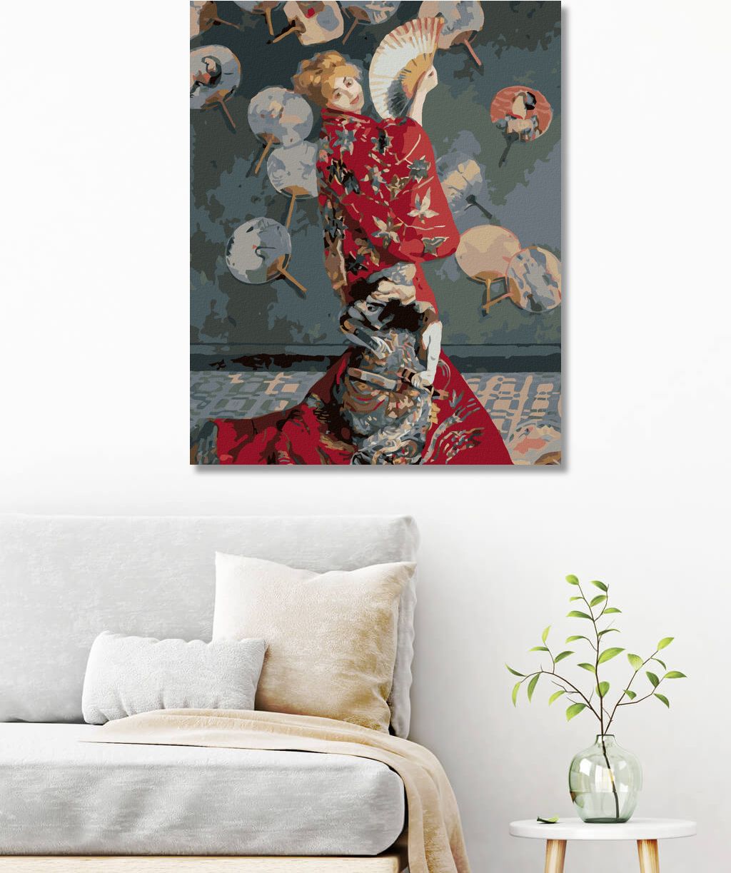 zuty Malování podle čísel - PANÍ MONETOVÁ V JAPONSKÉM KIMONU (CLAUDE MONET) - Rozměr: 40x50 cm, Rámování: Varianta: vypnuté plátno na rám - obrázek 5