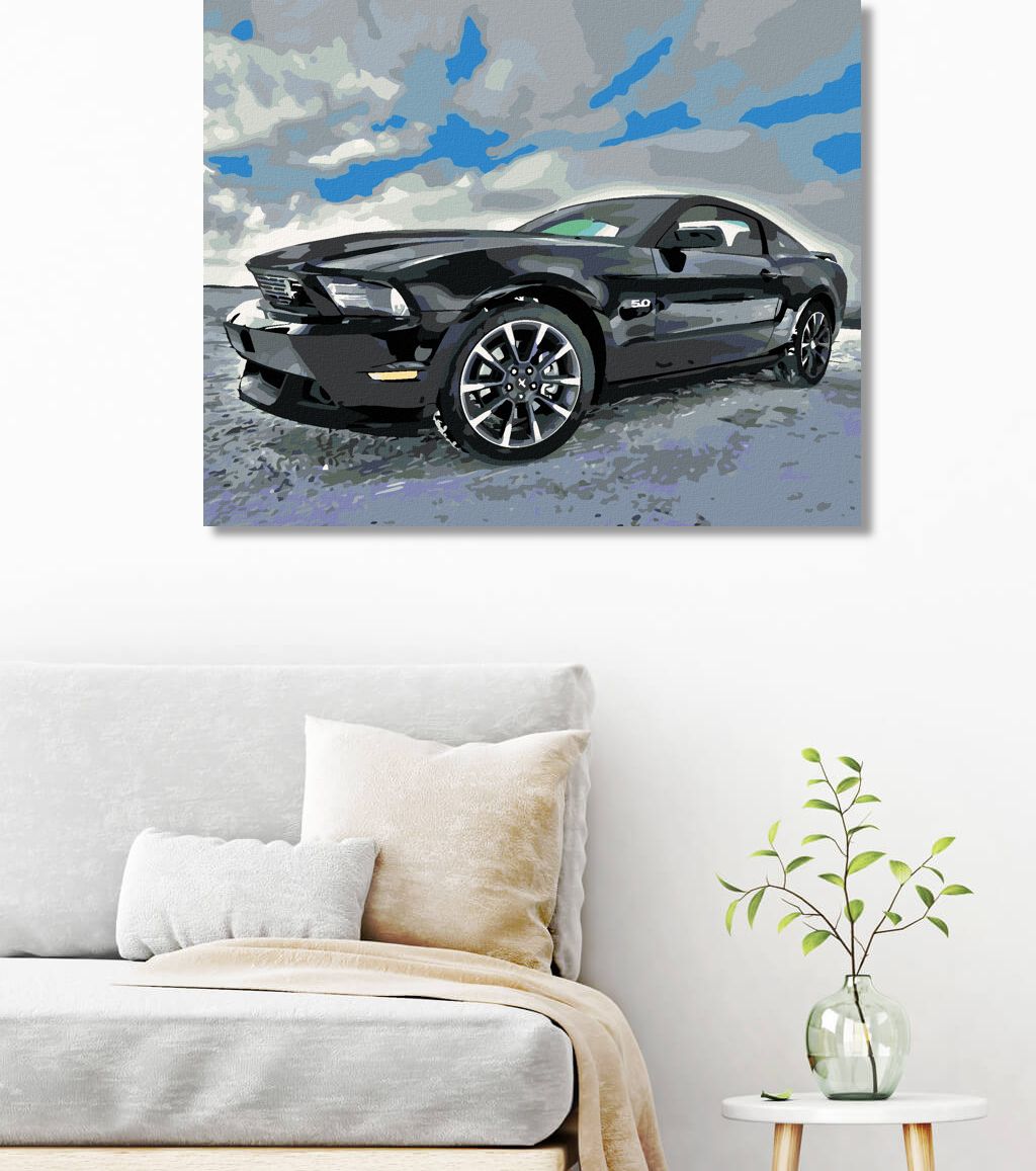 zuty Malování podle čísel - SPORTOVNÍ ČERNÉ AUTO - Rozměr: 40x50 cm, Rámování: Varianta: vypnuté plátno na rám - obrázek 8
