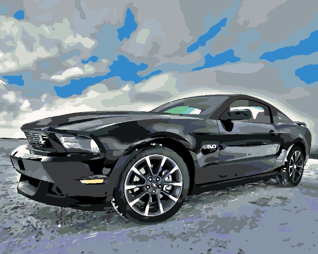 zuty Malování podle čísel - SPORTOVNÍ ČERNÉ AUTO - Rozměr: 40x50 cm, Rámování: Varianta: vypnuté plátno na rám - obrázek 9
