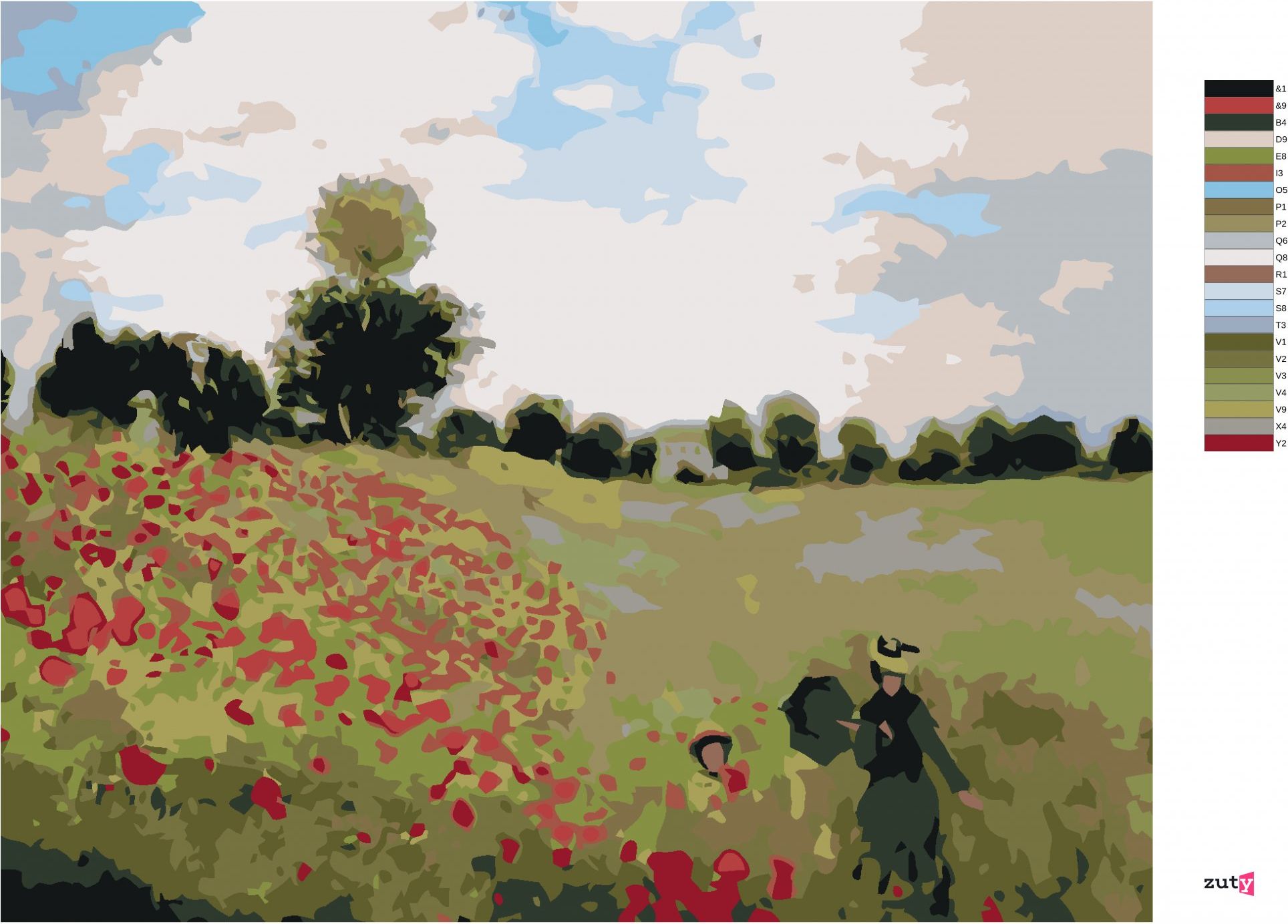 zuty Malování podle čísel - VLČÍ MÁKY (CLAUDE MONET) - Rozměr: 40x50 cm, Rámování: Varianta: bez rámu a bez vypnutí plátna - obrázek 8
