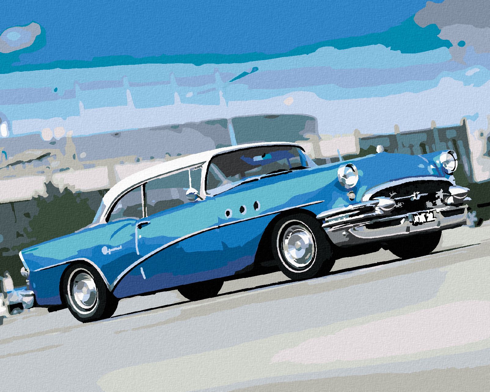 zuty Malování podle čísel - STARŠÍ MODRÉ AUTO - Rozměr: 40x50 cm, Rámování: Varianta: vypnuté plátno na rám - obrázek 1