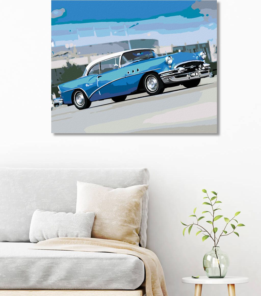zuty Malování podle čísel - STARŠÍ MODRÉ AUTO - Rozměr: 40x50 cm, Rámování: Varianta: vypnuté plátno na rám - obrázek 5