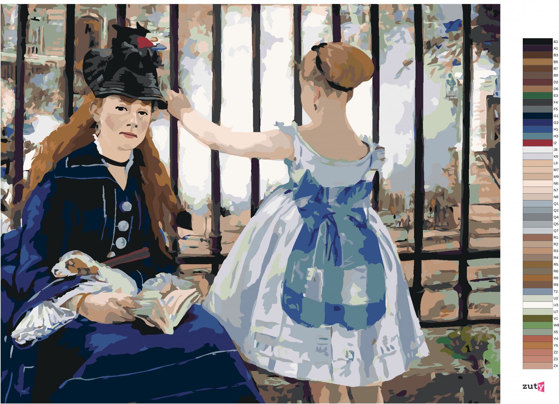 zuty Malování podle čísel - U ŽELEZNICE (ÉDOUARD MANET) - Rozměr: 40x50 cm, Rámování: Varianta: bez rámu a bez vypnutí plátna - obrázek 4