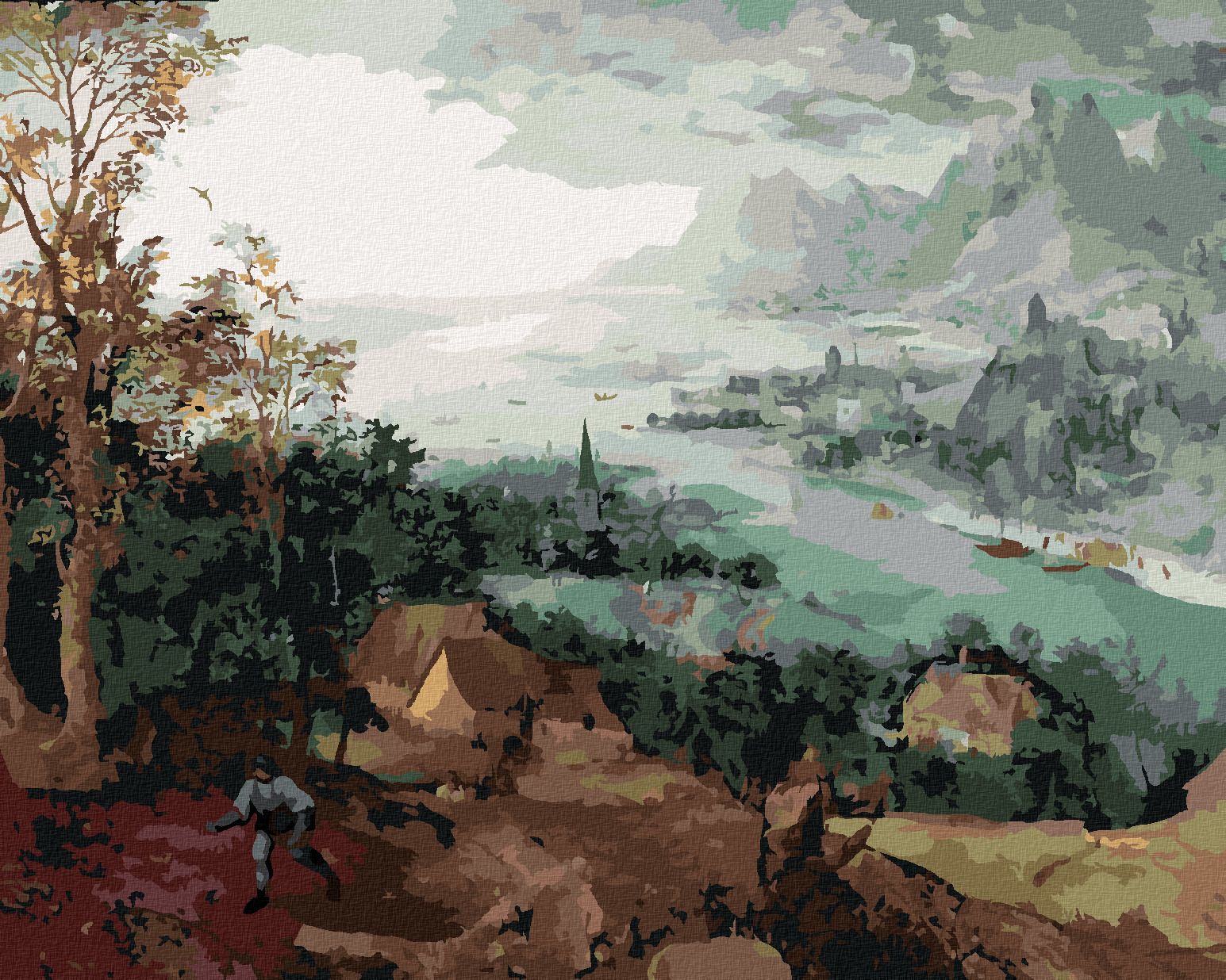 zuty Malování podle čísel - KRAJINA S ROZSÉVAČEM (PIETER BRUEGEL) - Rozměr: 40x50 cm, Rámování: Varianta: bez rámu a bez vypnutí plátna - obrázek 1