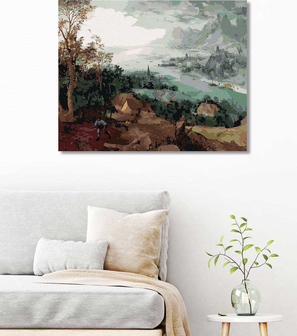 zuty Malování podle čísel - KRAJINA S ROZSÉVAČEM (PIETER BRUEGEL) - Rozměr: 40x50 cm, Rámování: Varianta: bez rámu a bez vypnutí plátna - obrázek 4
