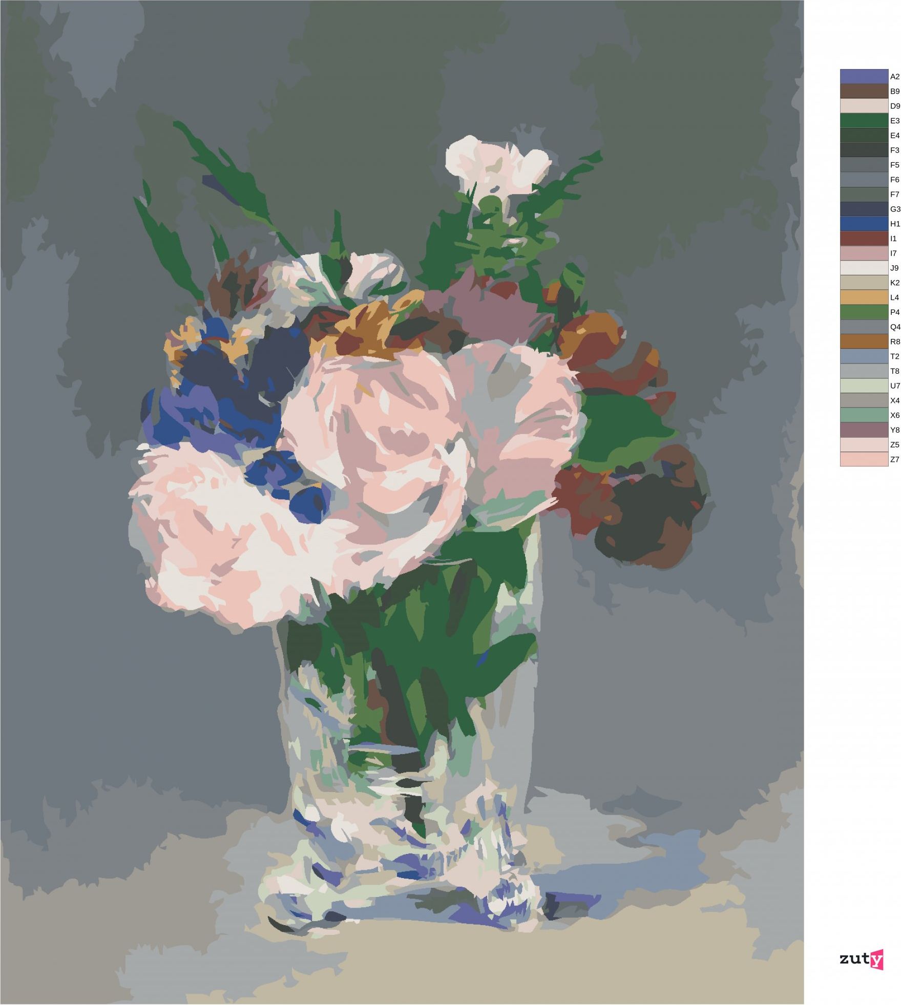 zuty Malování podle čísel - KVĚTINY V KŘIŠŤÁLOVÉ VÁZE (ÉDOUARD MANET) - Rozměr: 40x50 cm, Rámování: Varianta: bez rámu a bez vypnutí plátna - obrázek 6