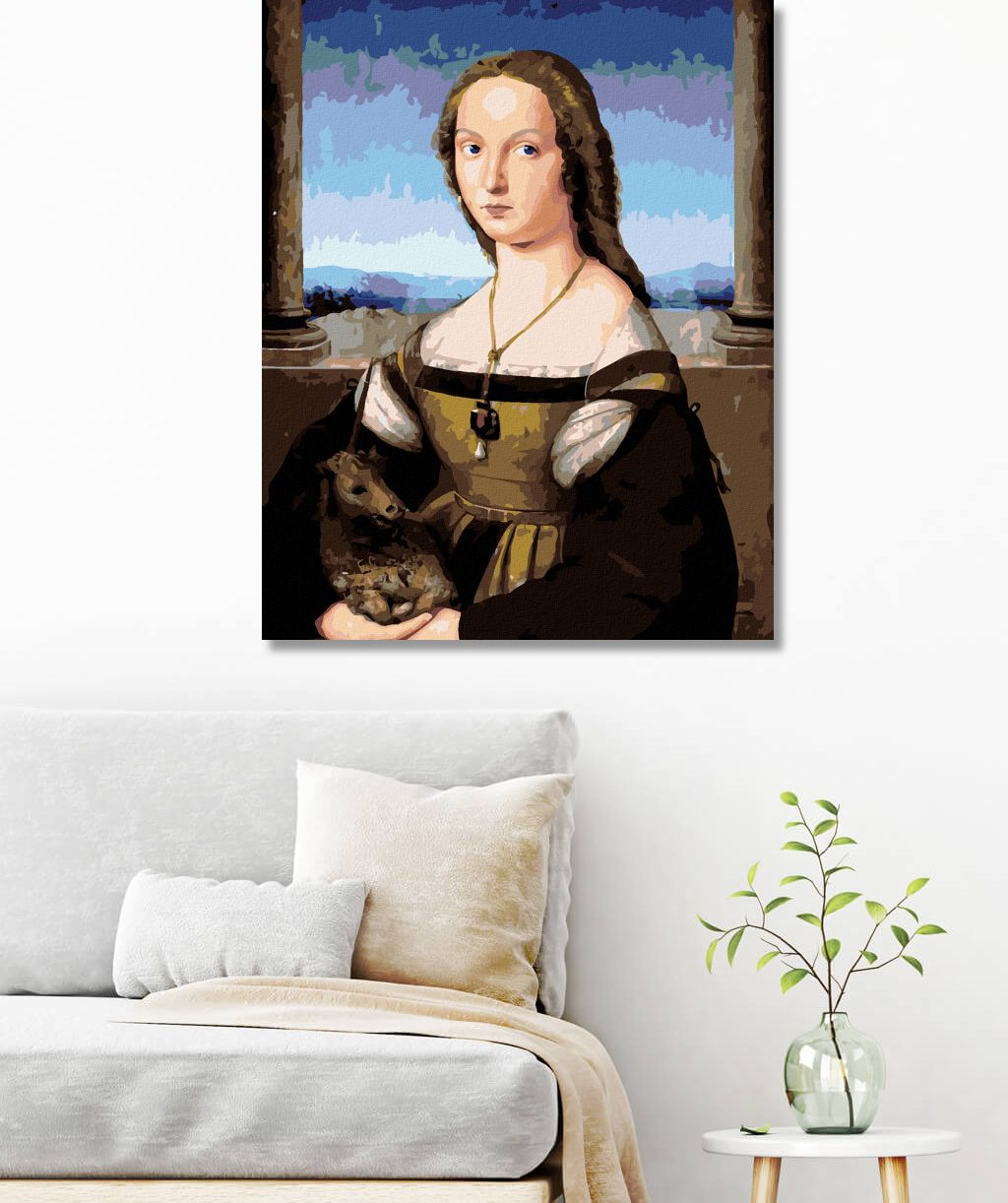 zuty Malování podle čísel - DÁMA S JEDNOROŽCEM (RAFFAELLO SANTI) - Rozměr: 40x50 cm, Rámování: Varianta: bez rámu a bez vypnutí plátna - obrázek 4