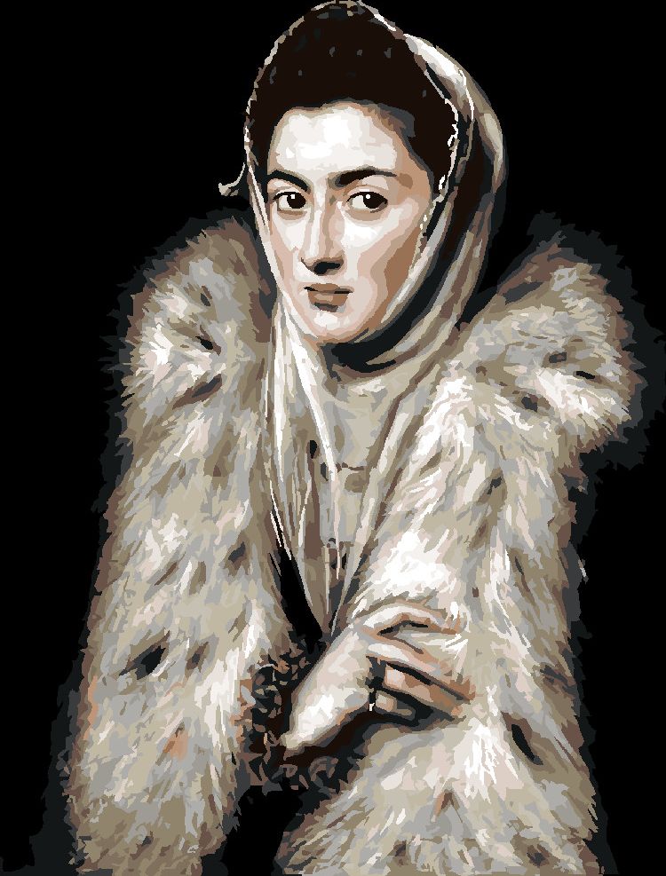zuty Malování podle čísel - DÁMA S KOŽEŠINOVÝM LÍMCEM (EL GRECO) - Rozměr: 40x50 cm, Rámování: Varianta: vypnuté plátno na rám - obrázek 9