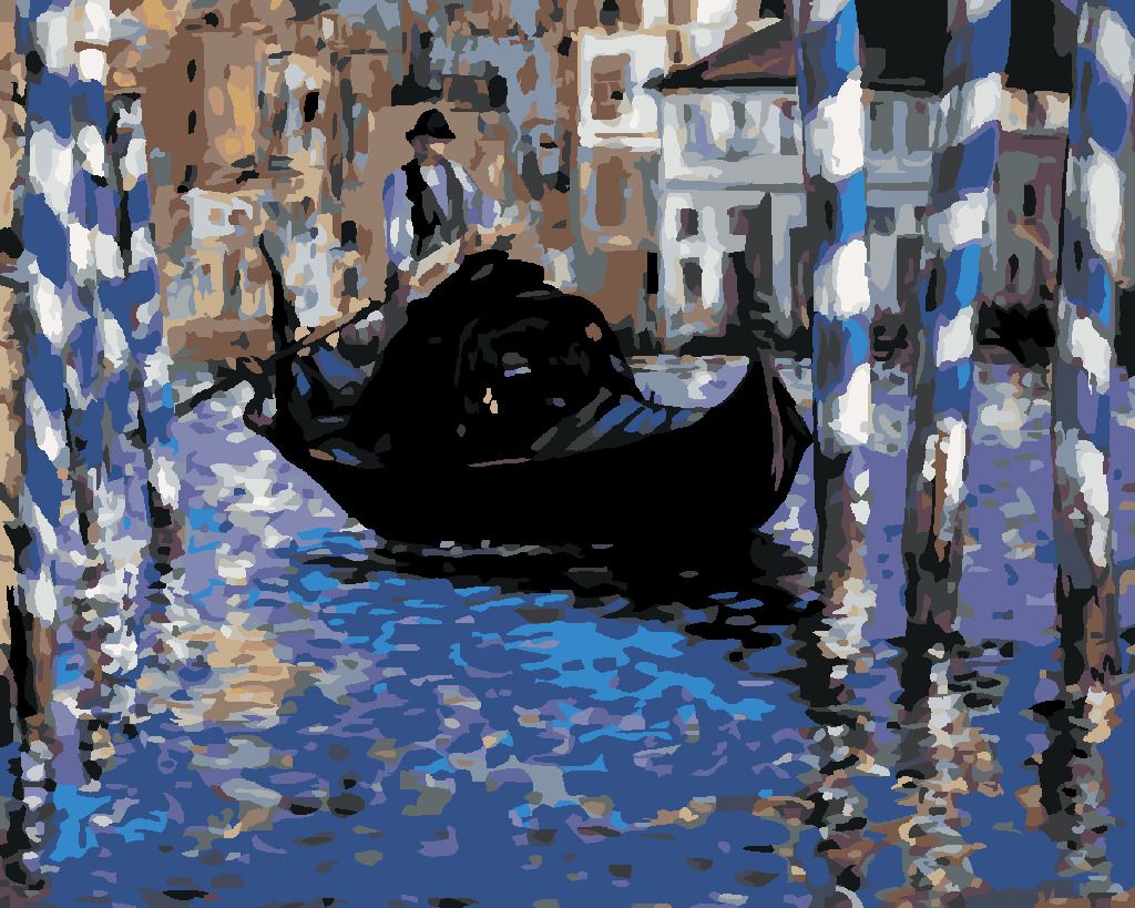 zuty Malování podle čísel - VELKÝ KANÁL V BENÁTKÁCH (ÉDOUARD MANET) - Rozměr: 40x50 cm, Rámování: Varianta: bez rámu a bez vypnutí plátna - obrázek 3