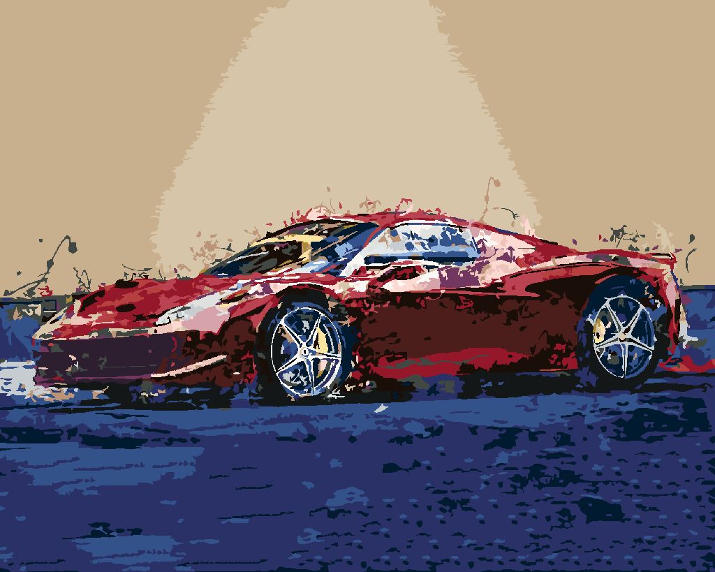 zuty Malování podle čísel - ČERVENÉ ABSTRAKTNÍ AUTO FERRARI - Rozměr: 40x50 cm, Rámování: Varianta: vypnuté plátno na rám - obrázek 3
