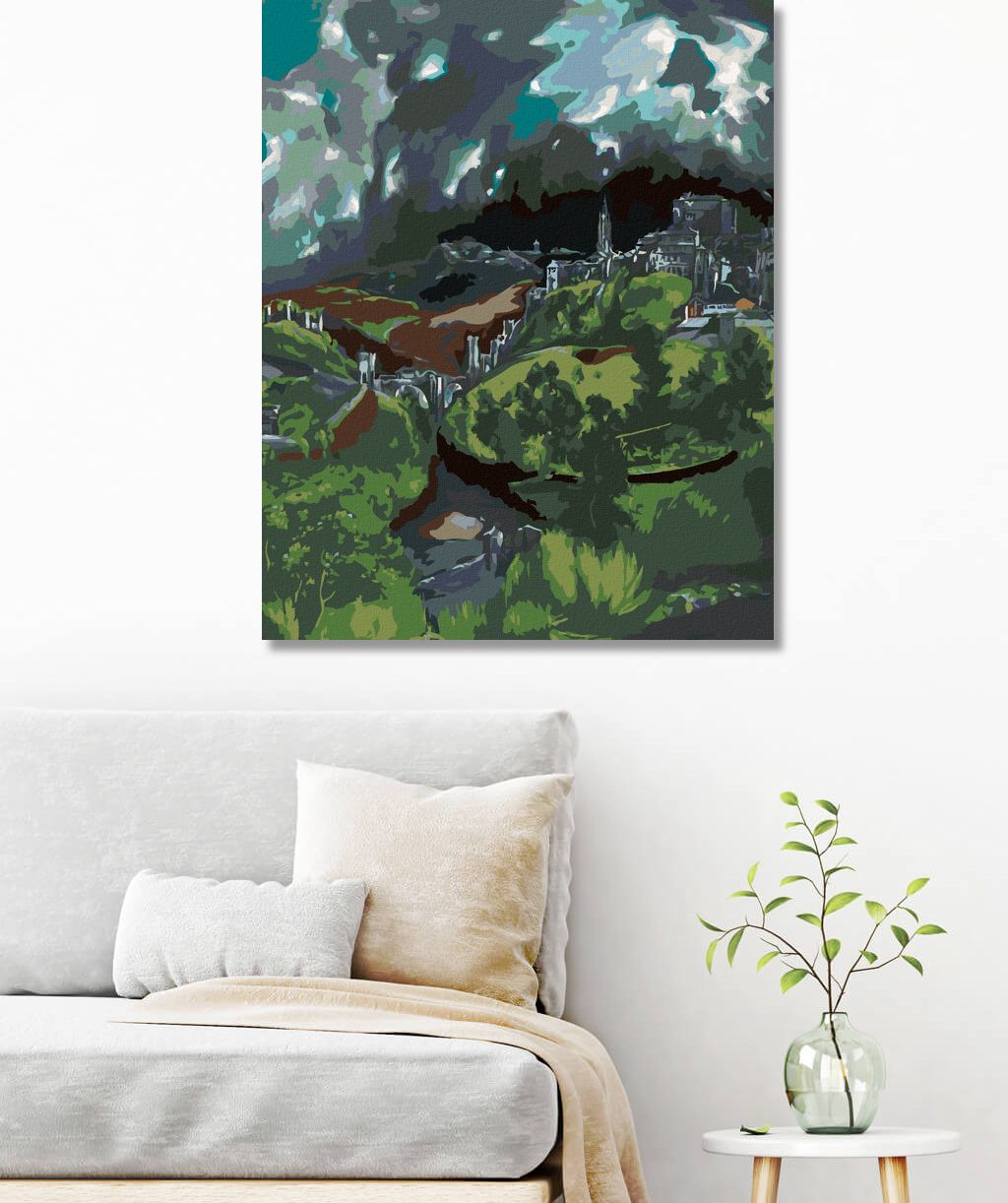 zuty Malování podle čísel - POHLED NA TOLEDO (EL GRECO) - Rozměr: 40x50 cm, Rámování: Varianta: vypnuté plátno na rám - obrázek 3