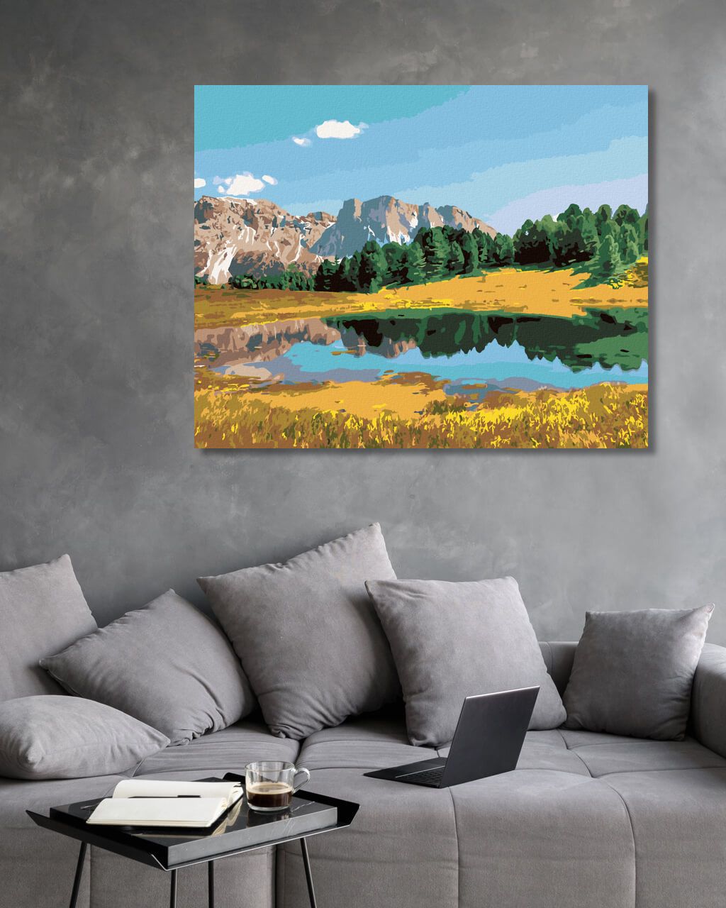 zuty Malování podle čísel - LES, HORY A JEZERO - Rozměr: 40x50 cm, Rámování: Varianta: vypnuté plátno na rám - obrázek 10