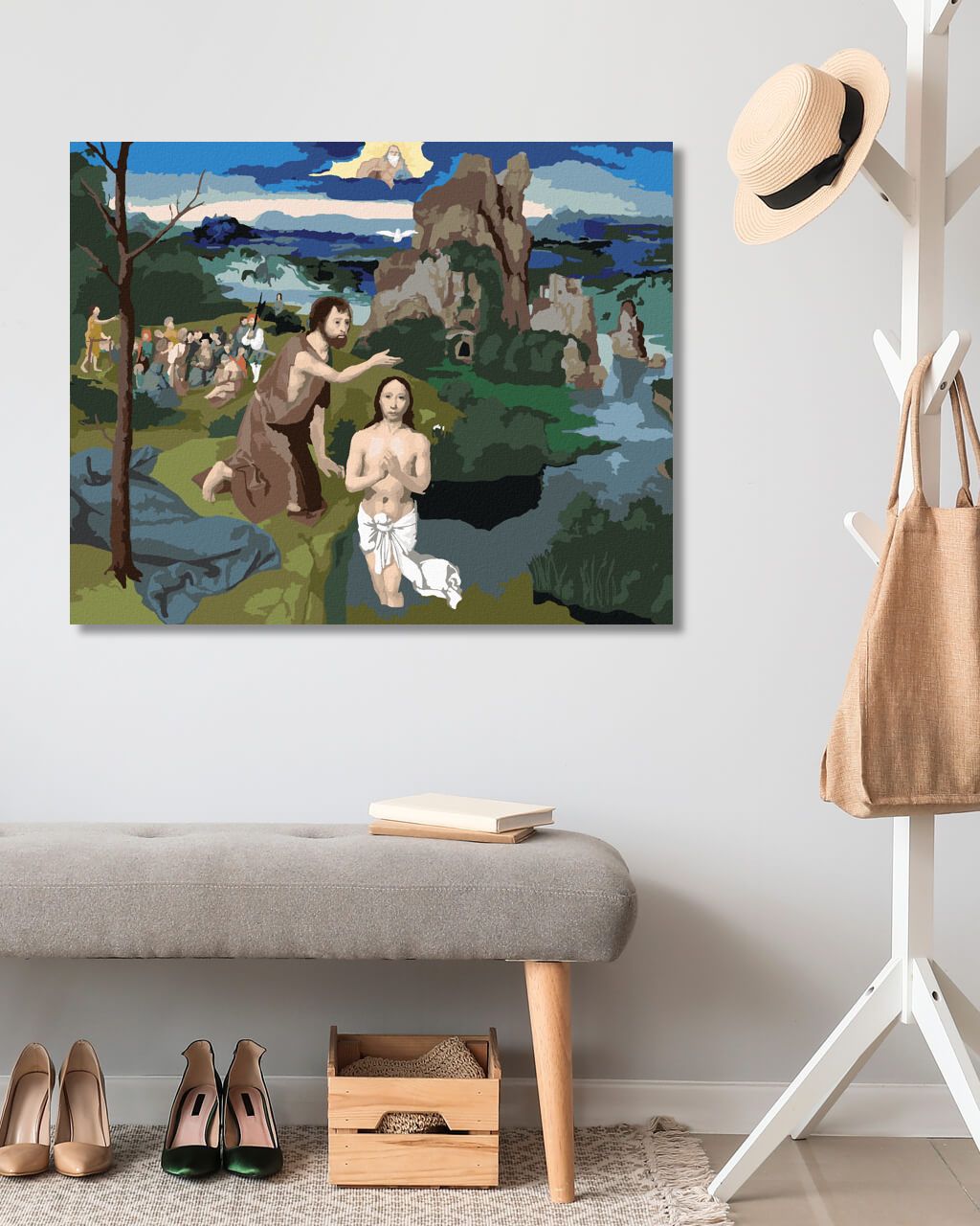 zuty Malování podle čísel - KRISTŮV KŘEST (JOACHIM PATINIR) - Rozměr: 40x50 cm, Rámování: Varianta: vypnuté plátno na rám - obrázek 6
