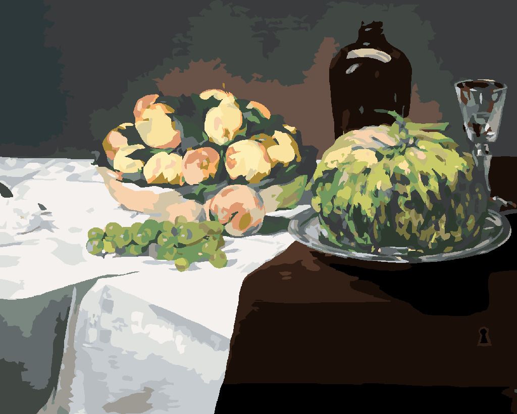 zuty Malování podle čísel - ZÁTIŠÍ S MELOUNEM A BROSKVEMI (ÉDOUARD MANET) - Rozměr: 40x50 cm, Rámování: Varianta: vypnuté plátno na rám - obrázek 7