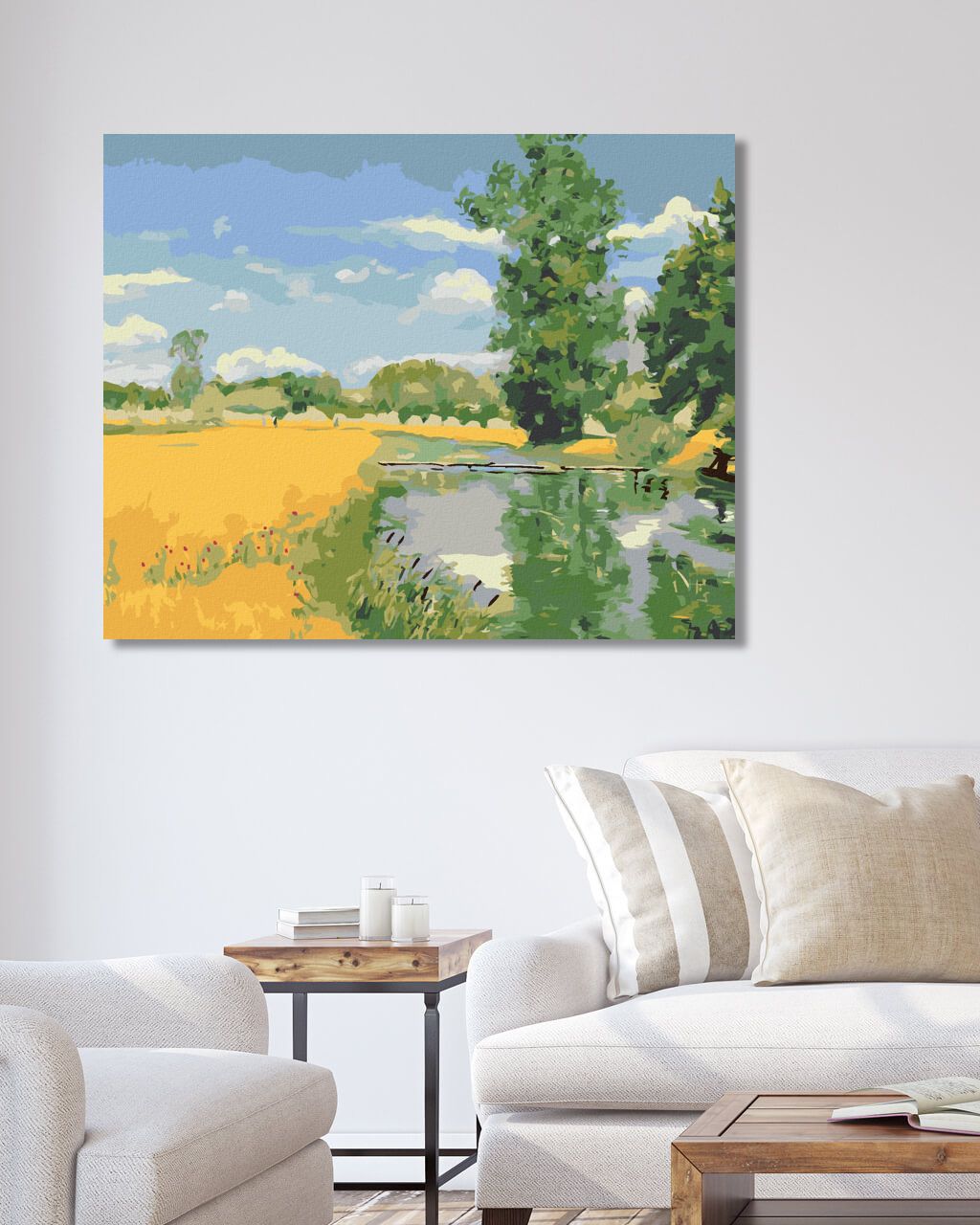zuty Malování podle čísel - ŘEKA PROTÉKAJÍCÍ KRAJINOU V DOBĚ SKLIZNĚ (H. A. BRENDEKILDE) - Rozměr: 40x50 cm, Rámování: Varianta: bez rámu a bez vypnutí plátna - obrázek 2