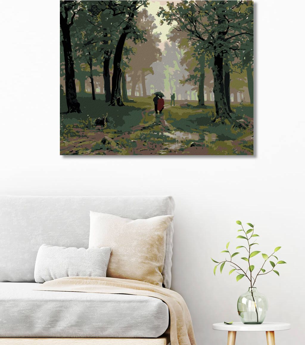 zuty Malování podle čísel - DÉŠŤ V DUBOVÉM LESE (IVAN SHISHKIN) - Rozměr: 40x50 cm, Rámování: Varianta: bez rámu a bez vypnutí plátna - obrázek 4