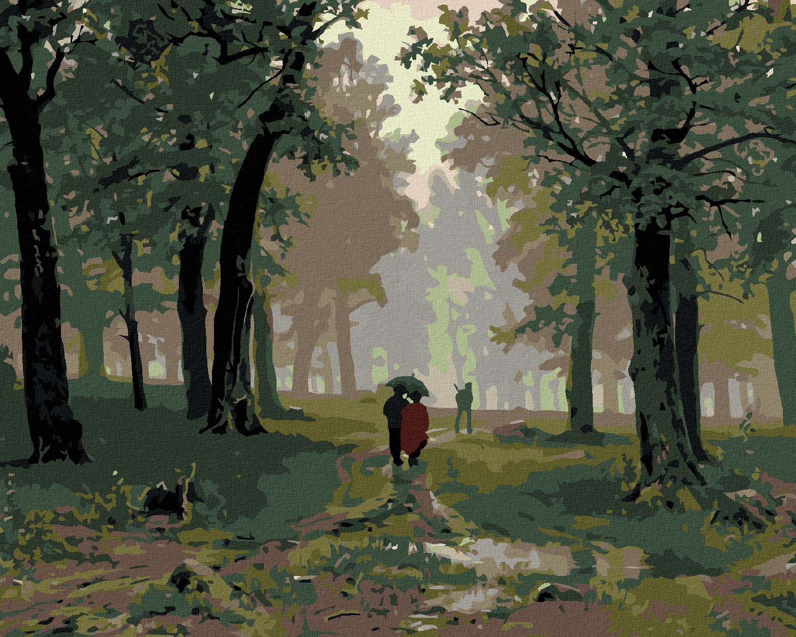 zuty Malování podle čísel - DÉŠŤ V DUBOVÉM LESE (IVAN SHISHKIN) - Rozměr: 40x50 cm, Rámování: Varianta: vypnuté plátno na rám - obrázek 1