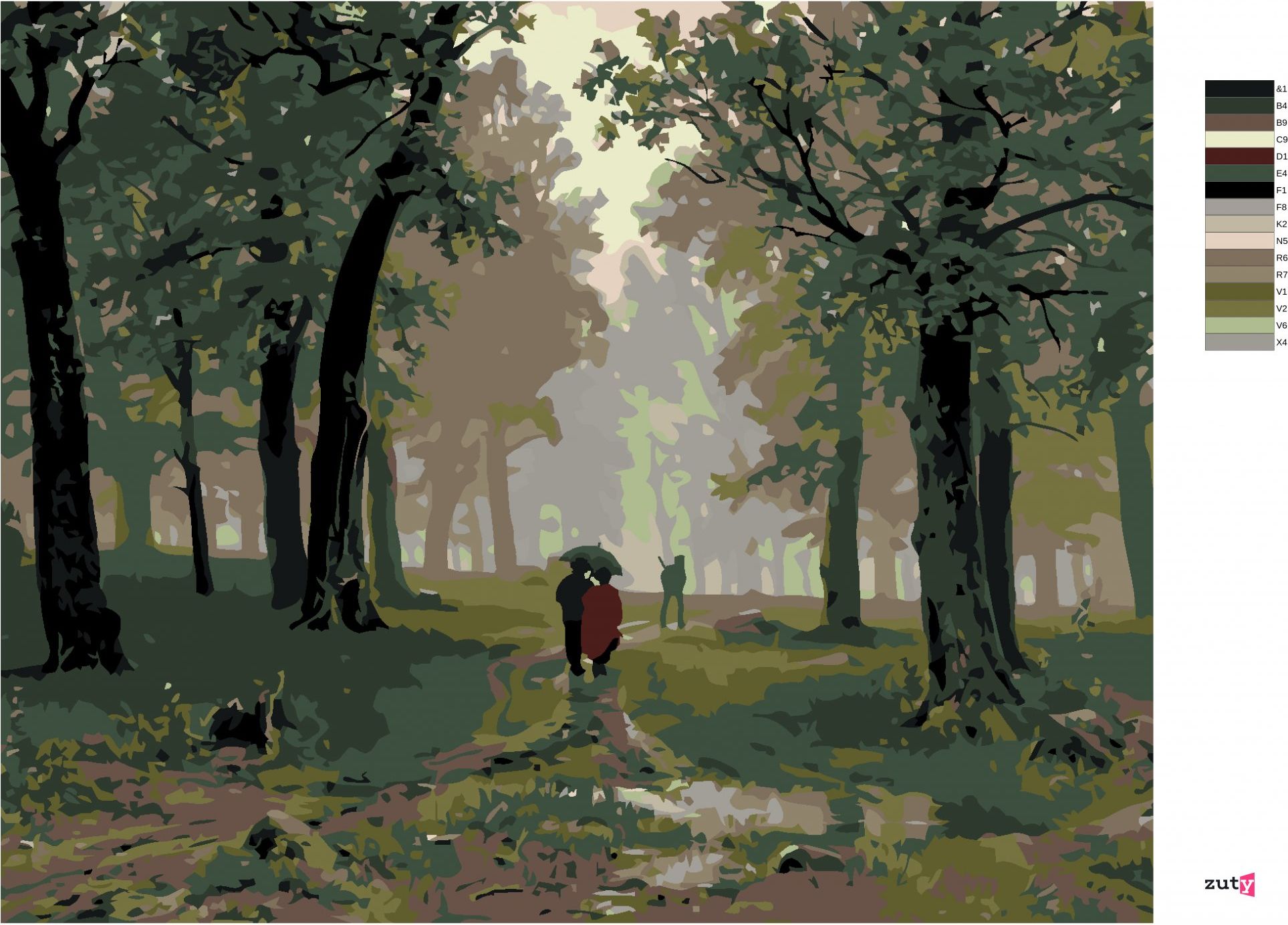 zuty Malování podle čísel - DÉŠŤ V DUBOVÉM LESE (IVAN SHISHKIN) - Rozměr: 40x50 cm, Rámování: Varianta: vypnuté plátno na rám - obrázek 5