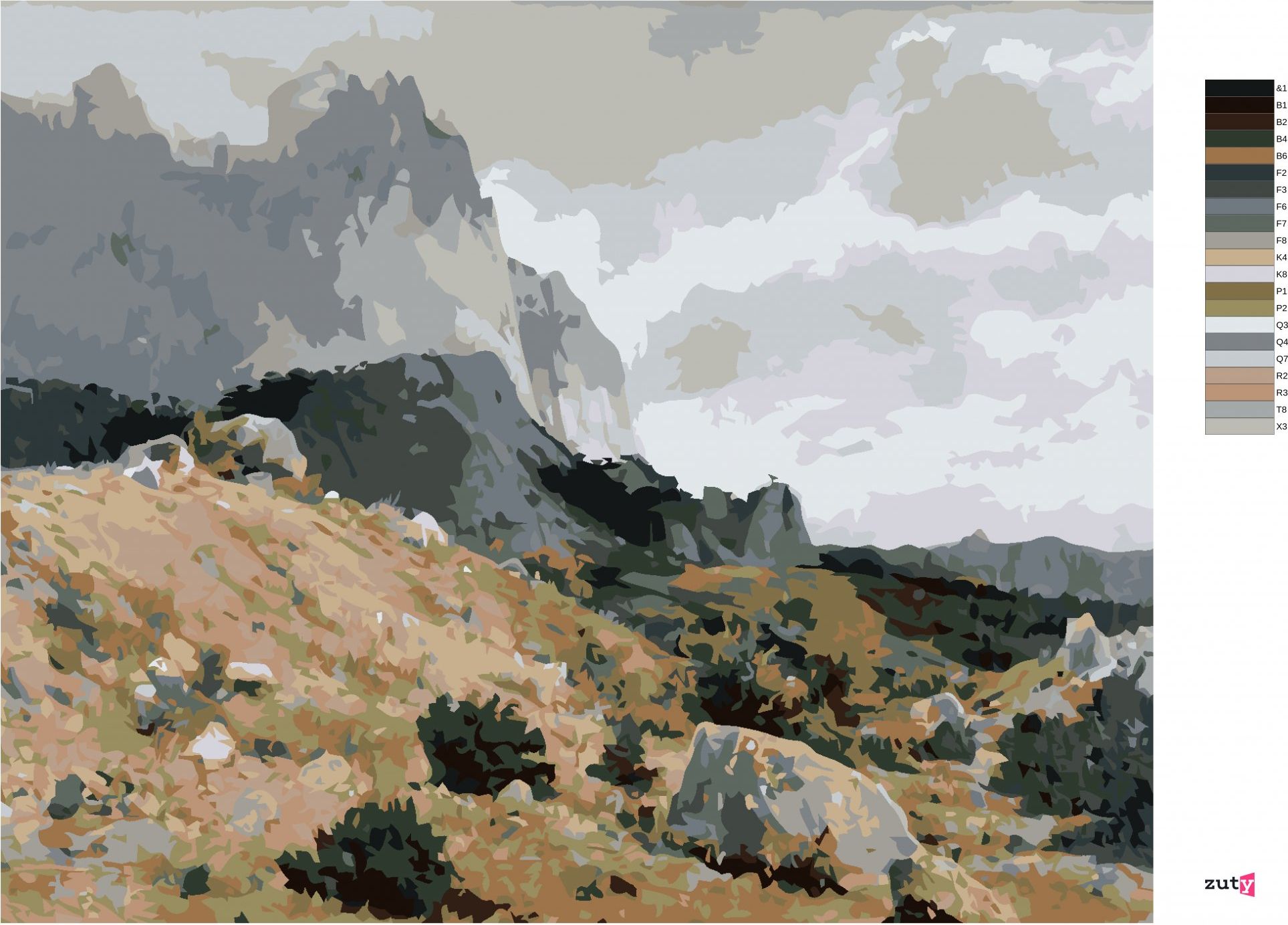 zuty Malování podle čísel - SKALNATÁ KRAJINA (IVAN SHISHKIN) - Rozměr: 40x50 cm, Rámování: Varianta: vypnuté plátno na rám - obrázek 2