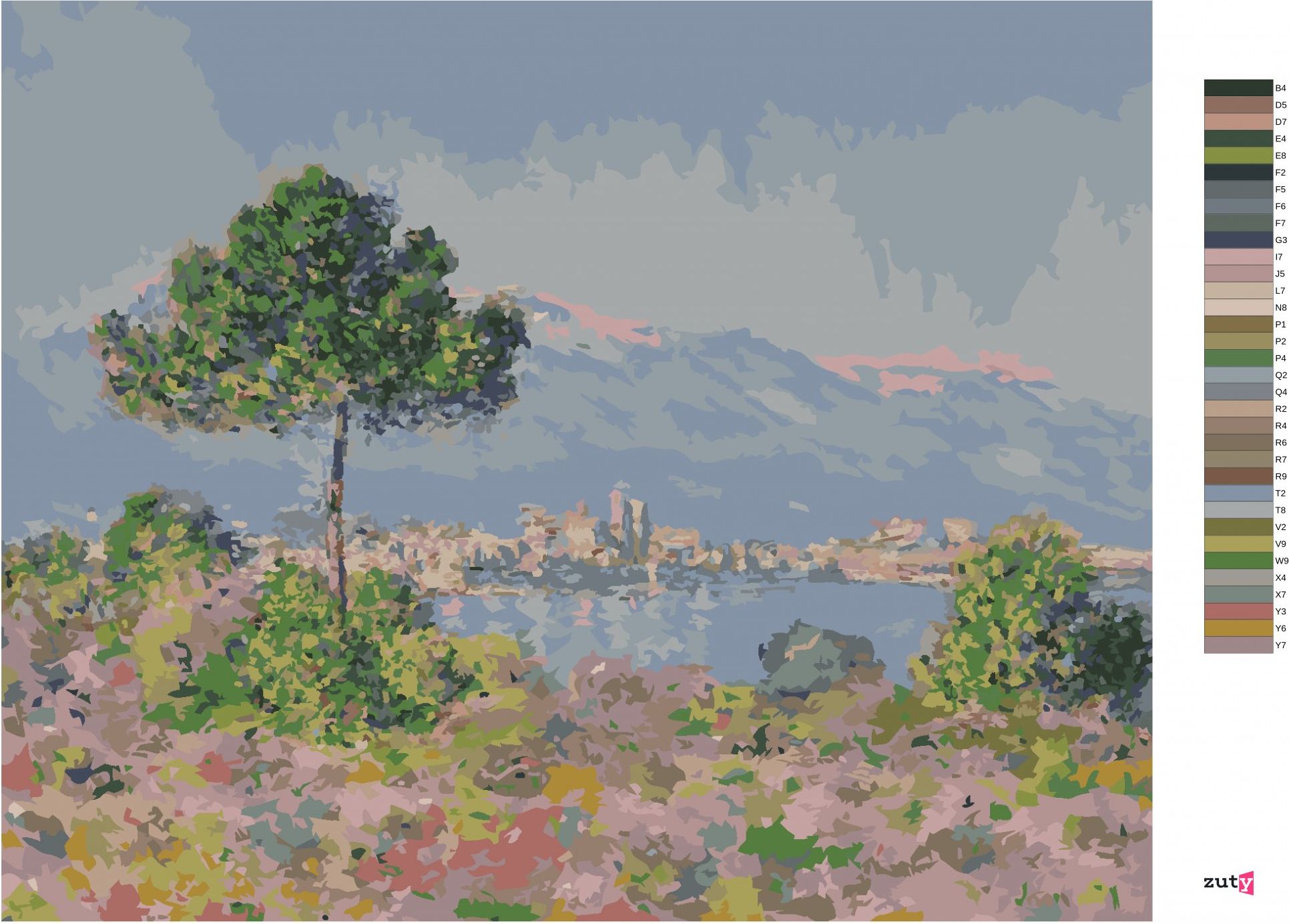 zuty Malování podle čísel - ANTIBES PŘI POHLEDU Z PLATEAU NOTRE-DAME (CLAUDE MONET) - Rozměr: 40x50 cm, Rámování: Varianta: bez rámu a bez vypnutí plátna - obrázek 2