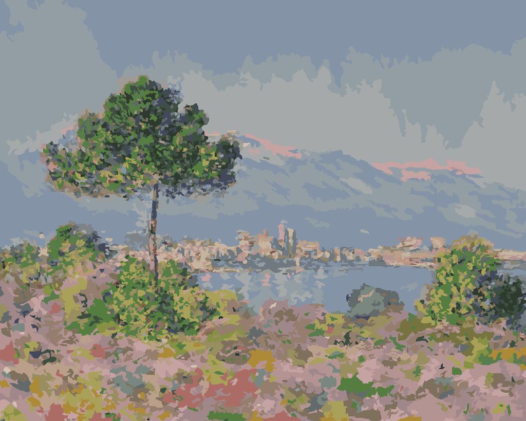 zuty Malování podle čísel - ANTIBES PŘI POHLEDU Z PLATEAU NOTRE-DAME (CLAUDE MONET) - Rozměr: 40x50 cm, Rámování: Varianta: bez rámu a bez vypnutí plátna - obrázek 8