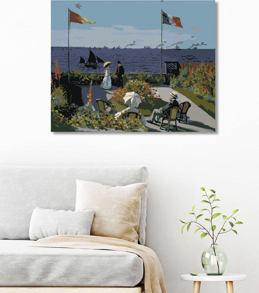 zuty Malování podle čísel - ZAHRADA V SAINTE-ADRESSE (CLAUDE MONET) - Rozměr: 40x50 cm, Rámování: Varianta: vypnuté plátno na rám - obrázek 10