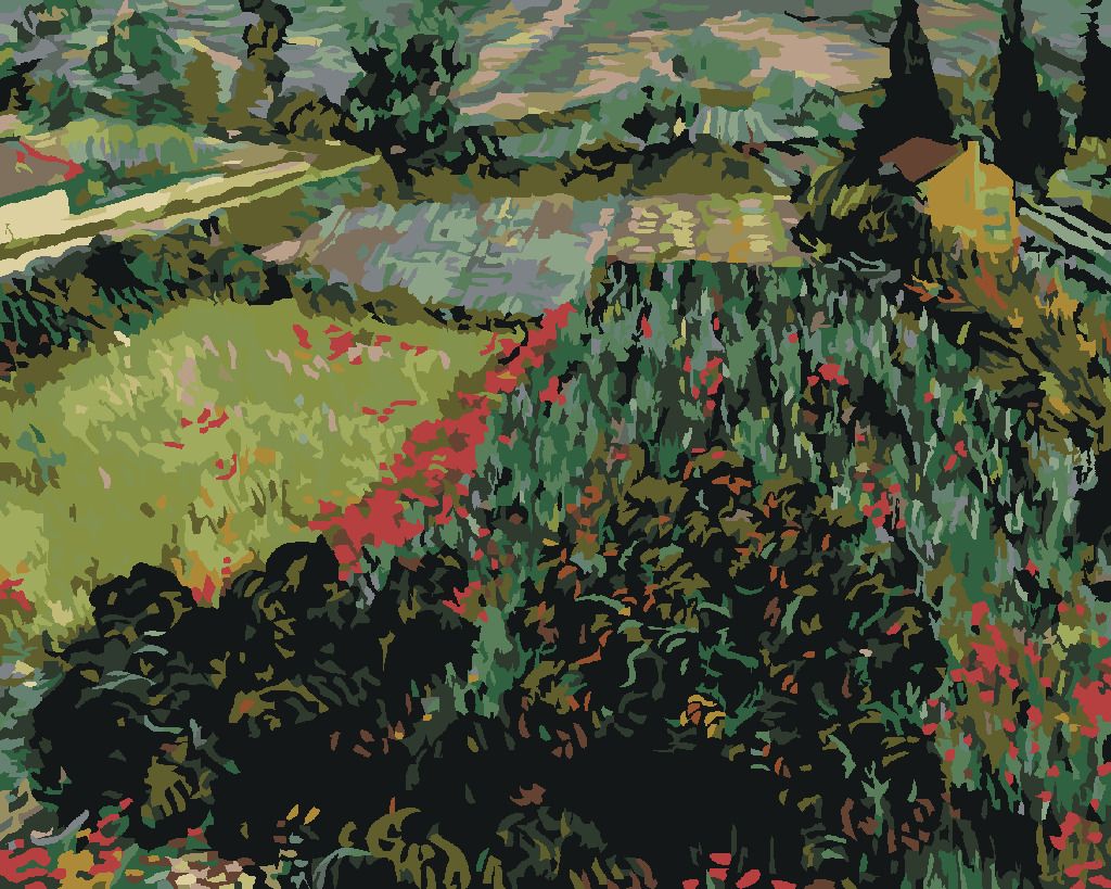 zuty Malování podle čísel - POLE S MÁKY (VINCENT VAN GOGH) - Rozměr: 40x50 cm, Rámování: Varianta: vypnuté plátno na rám - obrázek 3