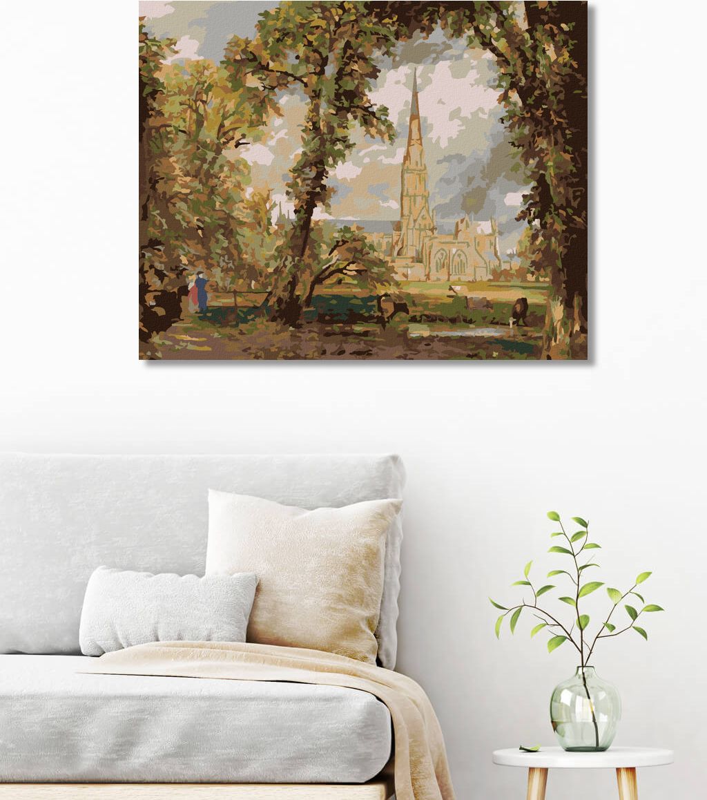 zuty Malování podle čísel - POHLED NA KATEDRÁLU V SALISBURY (JOHN CONSTABLE) - Rozměr: 40x50 cm, Rámování: Varianta: vypnuté plátno na rám - obrázek 6