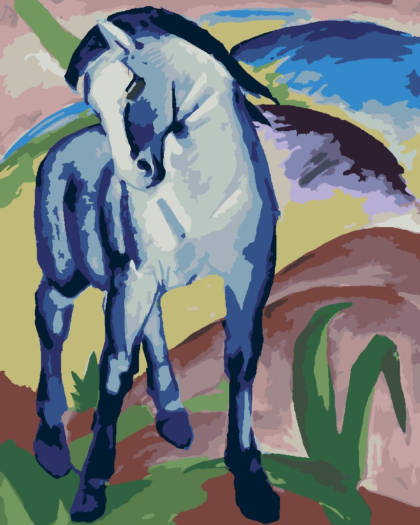 zuty Malování podle čísel - MODRÝ KŮŇ (FRANZ MARC) - Rozměr: 40x50 cm, Rámování: Varianta: bez rámu a bez vypnutí plátna - obrázek 4