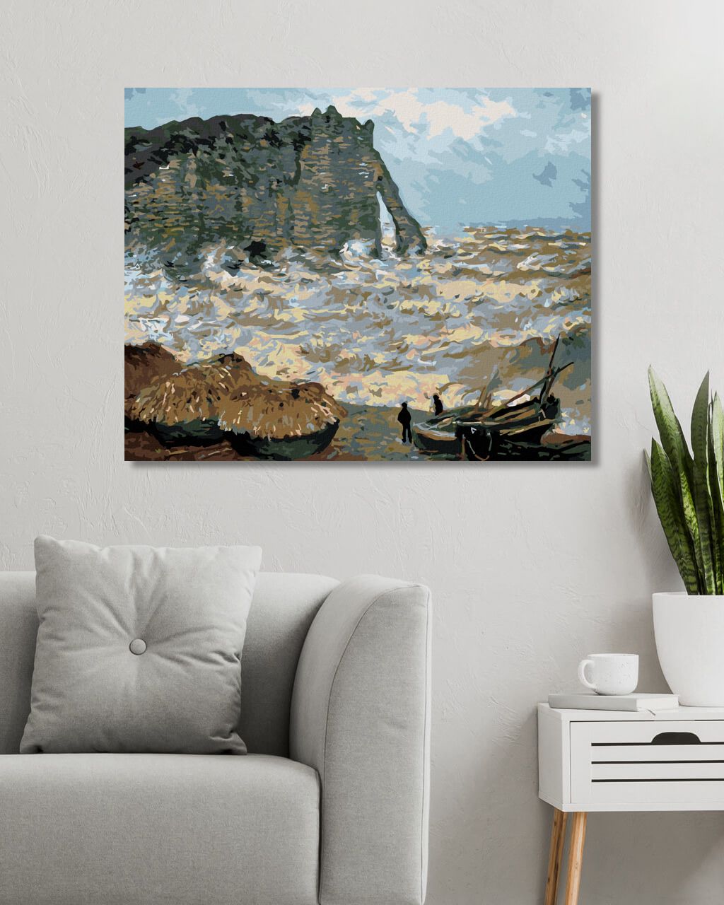 zuty Malování podle čísel - BOUŘLIVÉ MOŘE V ÉTRETAT (CLAUDE MONET) - Rozměr: 40x50 cm, Rámování: Varianta: vypnuté plátno na rám - obrázek 2