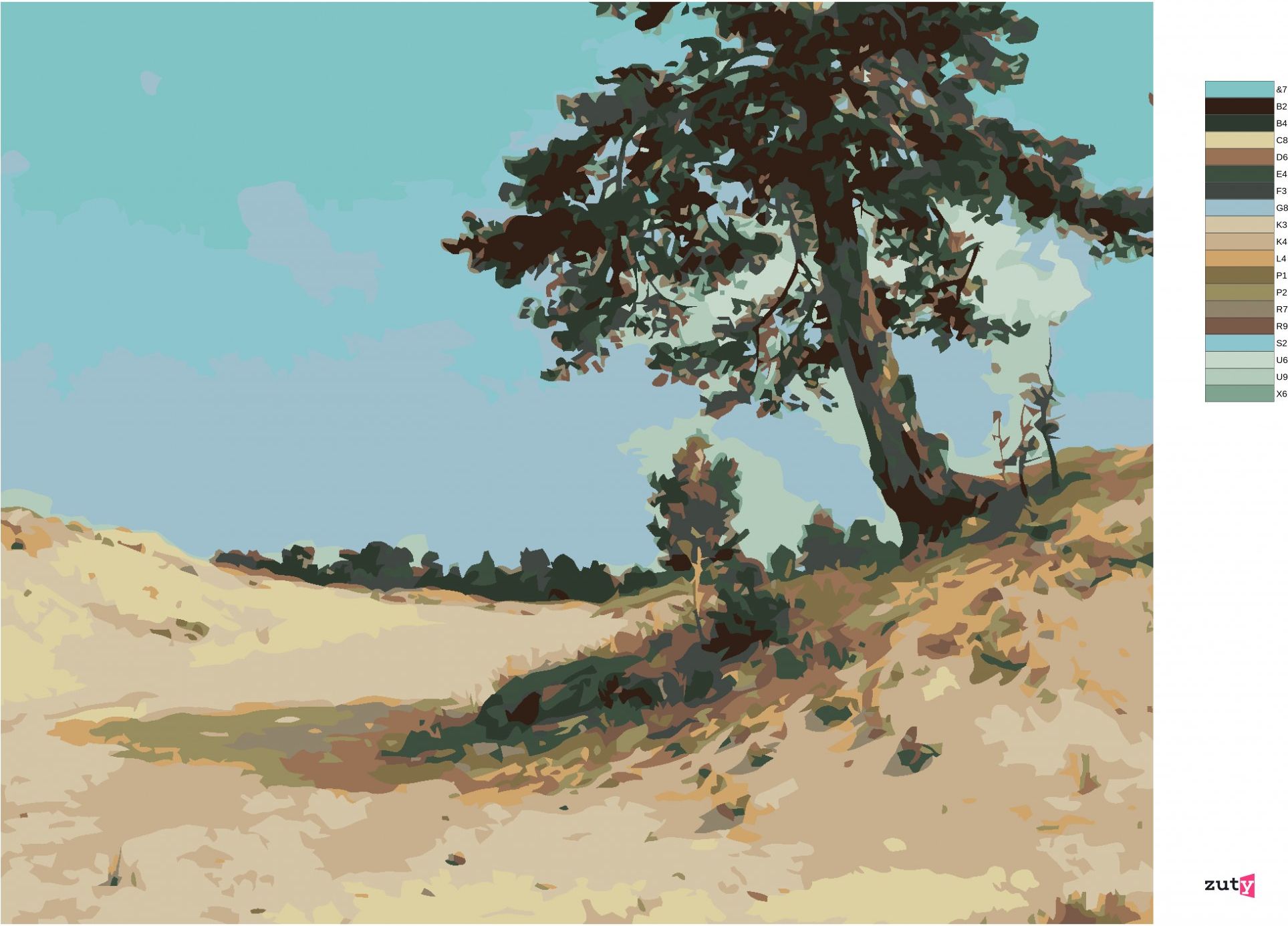zuty Malování podle čísel - BOROVICE NA PÍSKU (IVAN SHISHKIN) - Rozměr: 40x50 cm, Rámování: Varianta: bez rámu a bez vypnutí plátna - obrázek 4