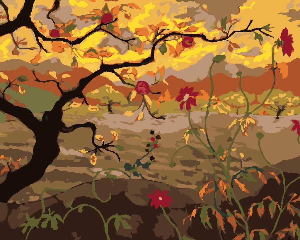 zuty Malování podle čísel - JABLOŇ S ČERVENÝMI PLODY (PAUL RANSON) - Rozměr: 40x50 cm, Rámování: Varianta: vypnuté plátno na rám - obrázek 2