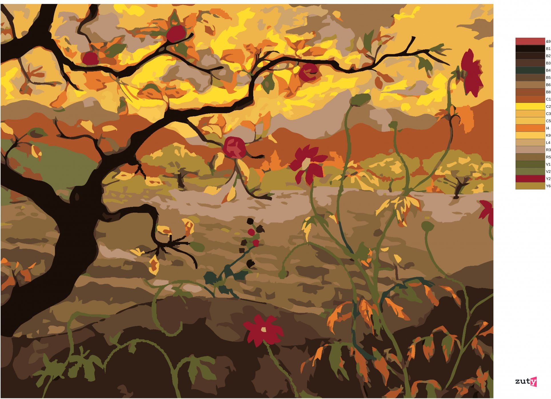zuty Malování podle čísel - JABLOŇ S ČERVENÝMI PLODY (PAUL RANSON) - Rozměr: 40x50 cm, Rámování: Varianta: vypnuté plátno na rám - obrázek 9