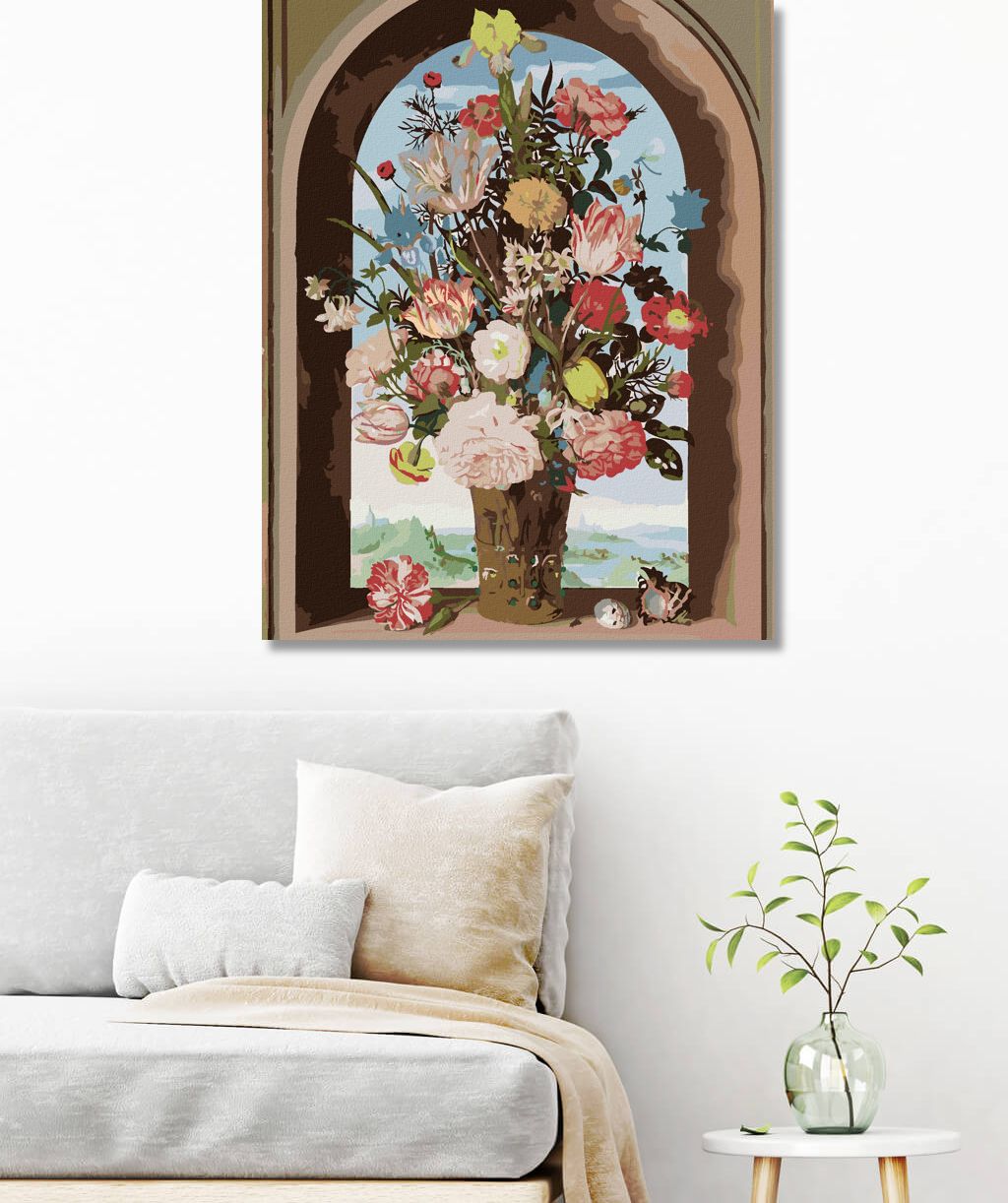 zuty Malování podle čísel - VÁZA S KVĚTINAMI V OKENNÍM VÝKLENKU (AMBROSIUS BOSSCHAERT) - Rozměr: 40x50 cm, Rámování: Varianta: vypnuté plátno na rám - obrázek 8