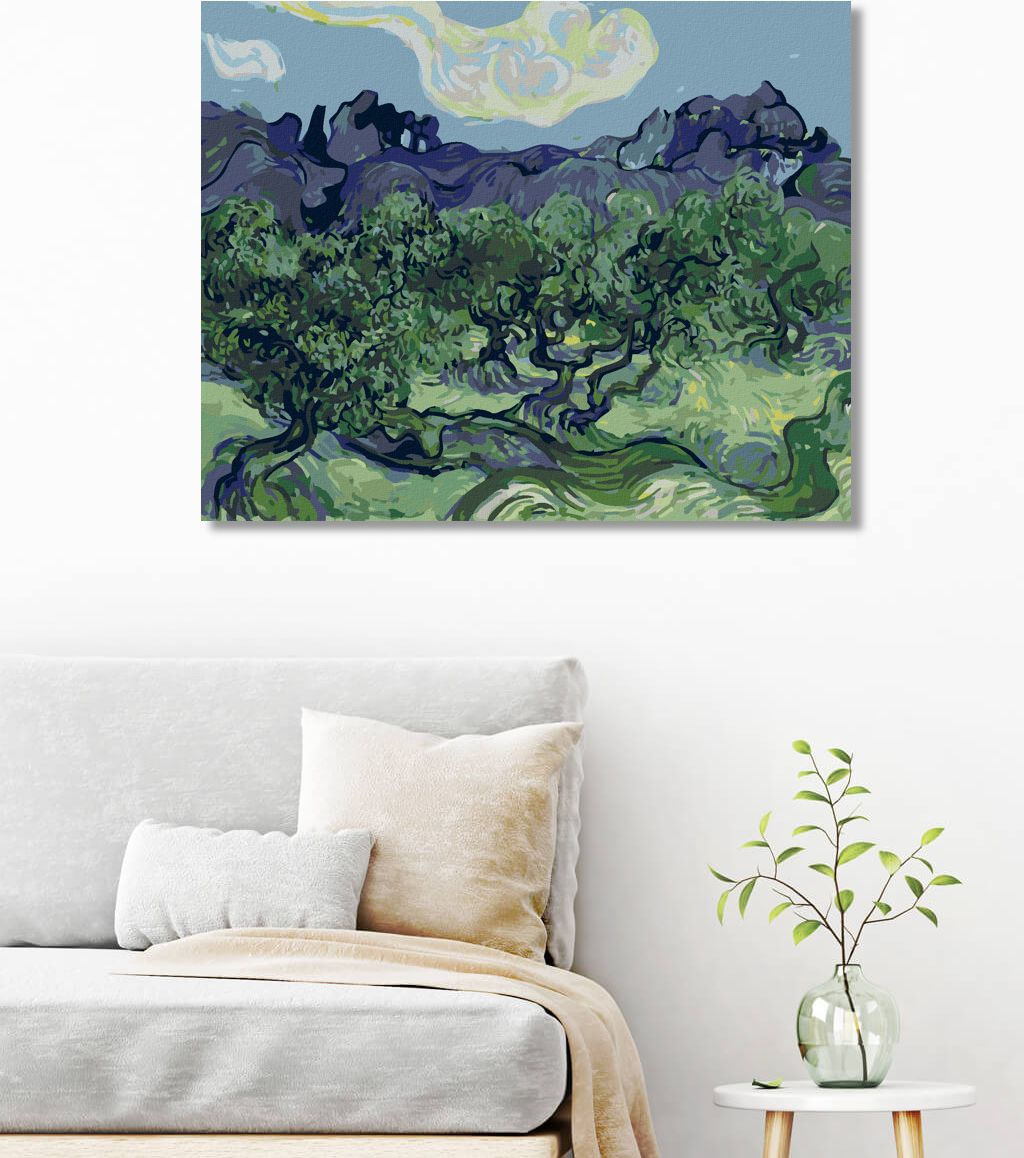zuty Malování podle čísel - OLIVOVNÍKY S ALPILLES V POZADÍ (VINCENT VAN GOGH) - Rozměr: 40x50 cm, Rámování: Varianta: vypnuté plátno na rám - obrázek 5
