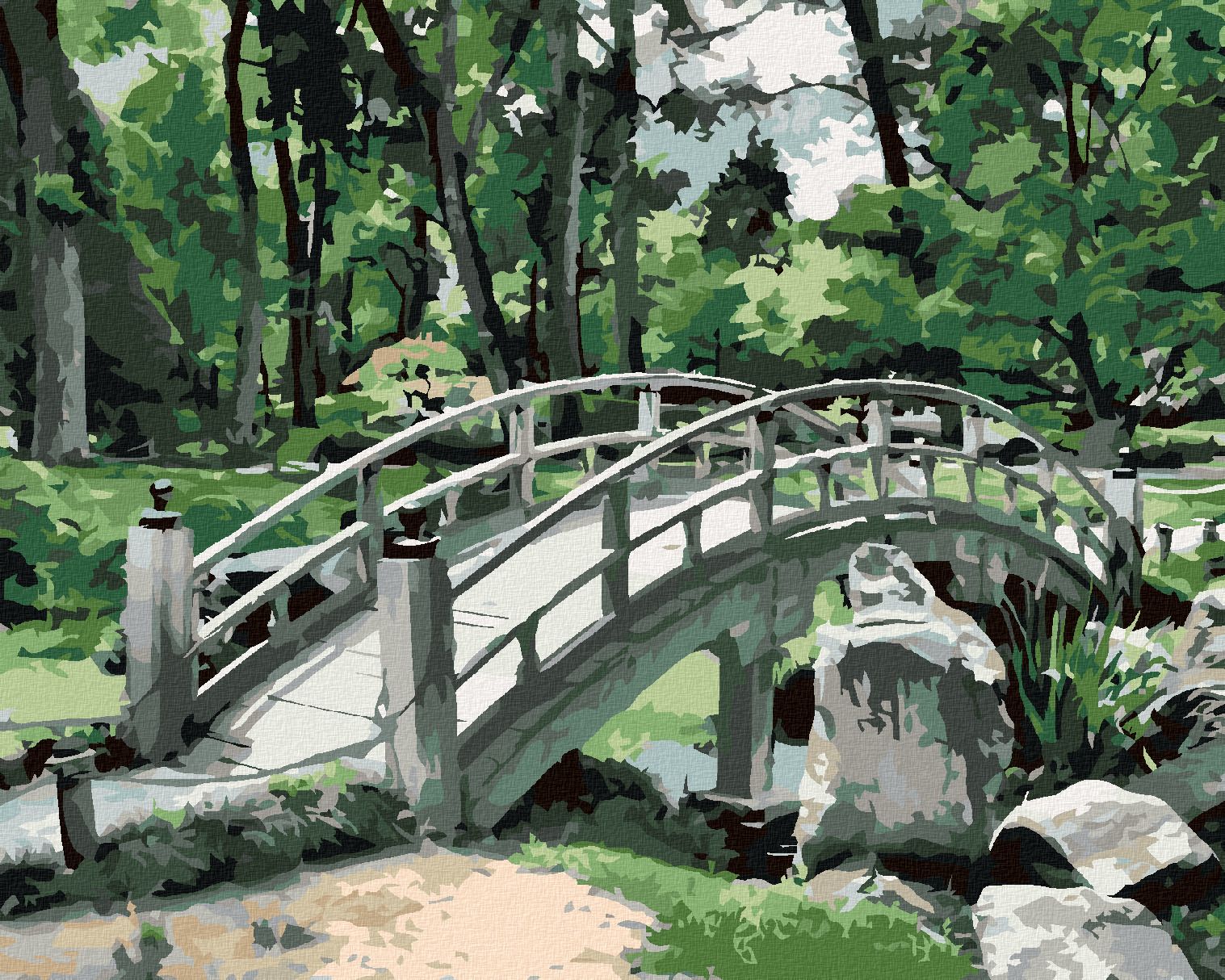 zuty Malování podle čísel - JAPONSKO MOST U LESA - Rozměr: 40x50 cm, Rámování: Varianta: bez rámu a bez vypnutí plátna - obrázek 1