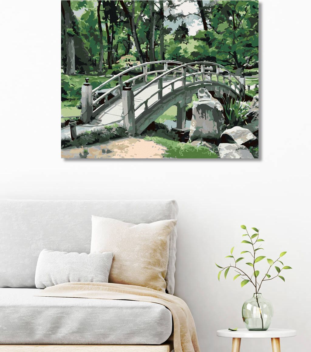 zuty Malování podle čísel - JAPONSKO MOST U LESA - Rozměr: 40x50 cm, Rámování: Varianta: bez rámu a bez vypnutí plátna - obrázek 2