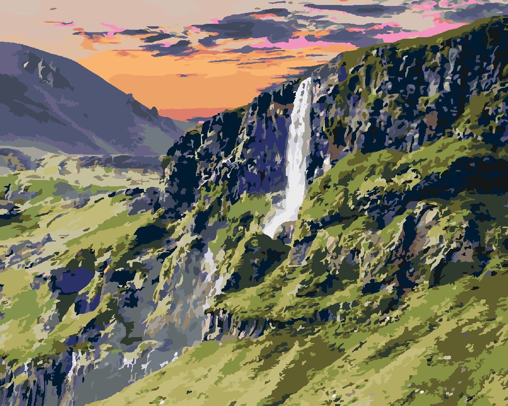 zuty Malování podle čísel - KRAJINA A VODOPÁD - Rozměr: 40x50 cm, Rámování: Varianta: bez rámu a bez vypnutí plátna - obrázek 7