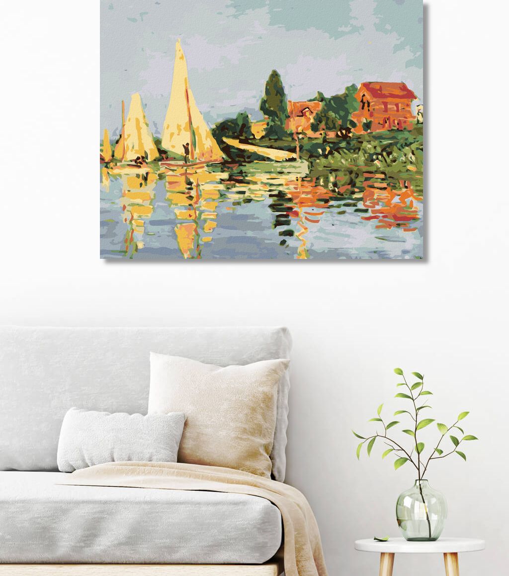 zuty Malování podle čísel - REGATA V ARGENTEUIL (CLAUDE MONET) - Rozměr: 40x50 cm, Rámování: Varianta: vypnuté plátno na rám - obrázek 6