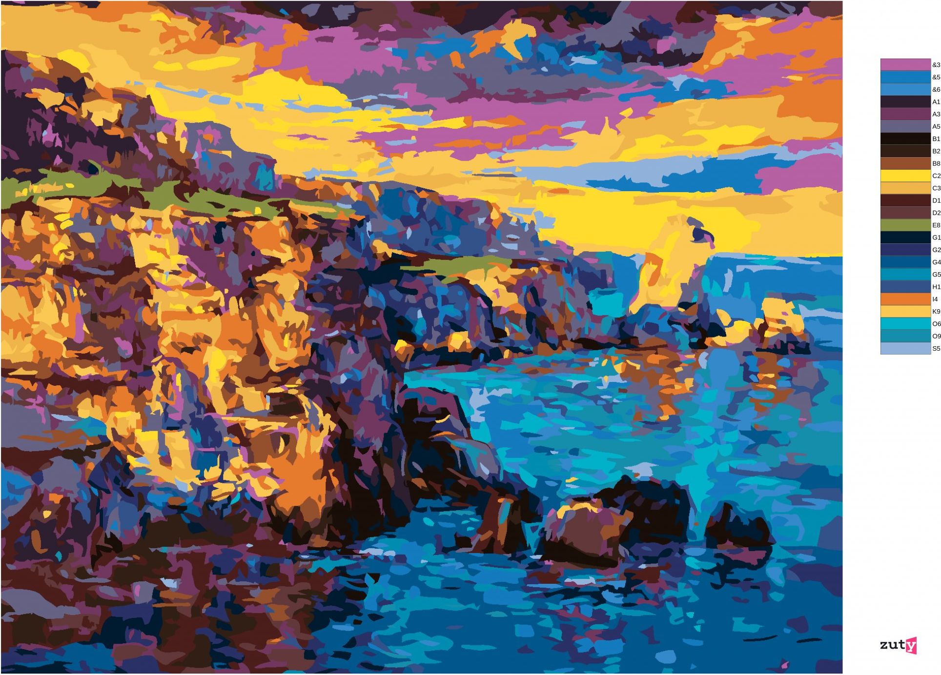 zuty Malování podle čísel - ÚTES VE STYLU IMPRESIONISMU - Rozměr: 40x50 cm, Rámování: Varianta: bez rámu a bez vypnutí plátna - obrázek 9