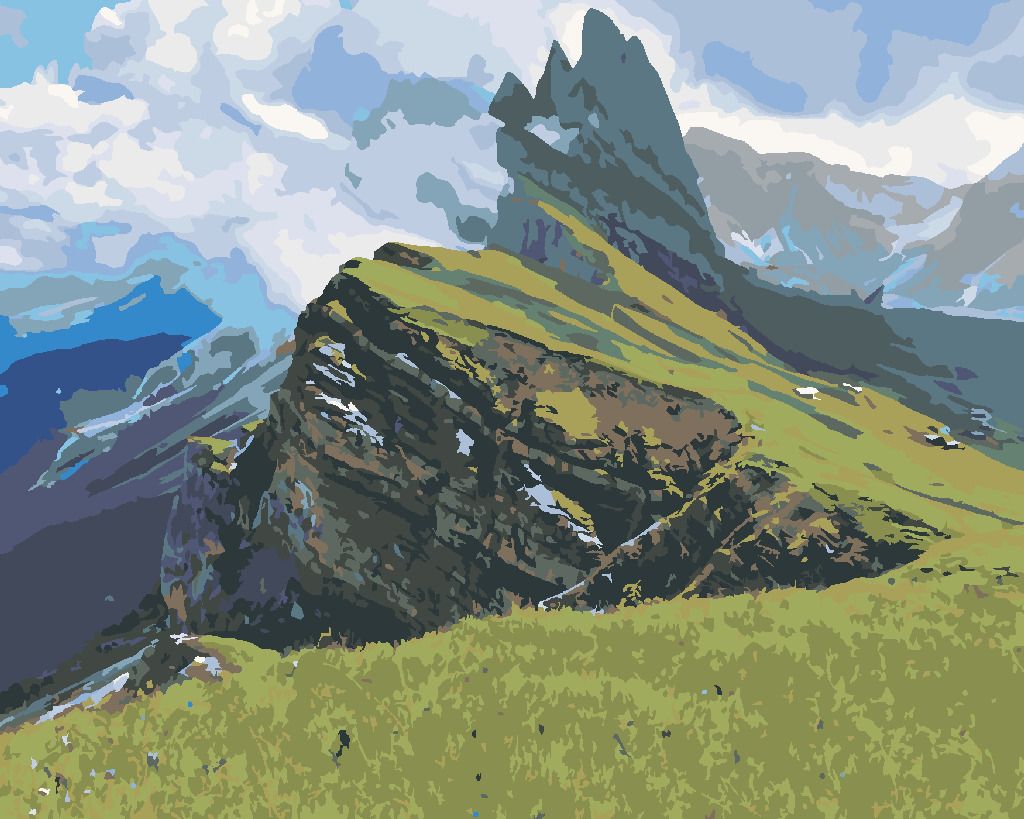 zuty Malování podle čísel - HŘEBEN ODLE ODDĚLUJÍCÍ ÚDOLÍ - Rozměr: 40x50 cm, Rámování: Varianta: vypnuté plátno na rám - obrázek 9