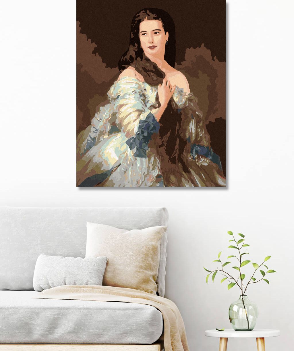 zuty Malování podle čísel - PORTRÉT MADAM RIMSKY-KORSAKOVOVÉ (FRANZ XAVER WINTERHALTER) - Rozměr: 40x50 cm, Rámování: Varianta: bez rámu a bez vypnutí plátna - obrázek 3