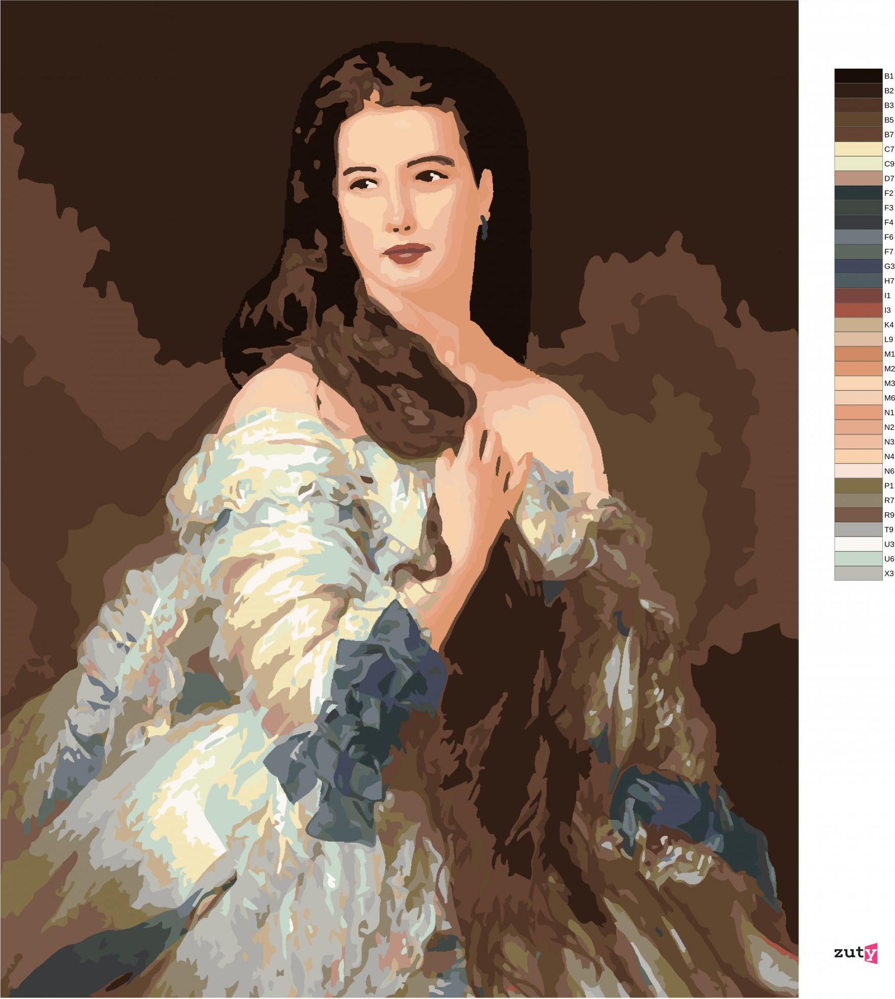 zuty Malování podle čísel - PORTRÉT MADAM RIMSKY-KORSAKOVOVÉ (FRANZ XAVER WINTERHALTER) - Rozměr: 40x50 cm, Rámování: Varianta: bez rámu a bez vypnutí plátna - obrázek 6