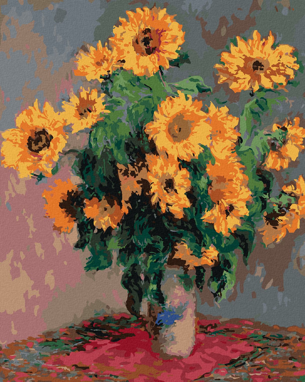 zuty Malování podle čísel - SLUNEČNICE (CLAUDE MONET) - Rozměr: 40x50 cm, Rámování: Varianta: bez rámu a bez vypnutí plátna - obrázek 1