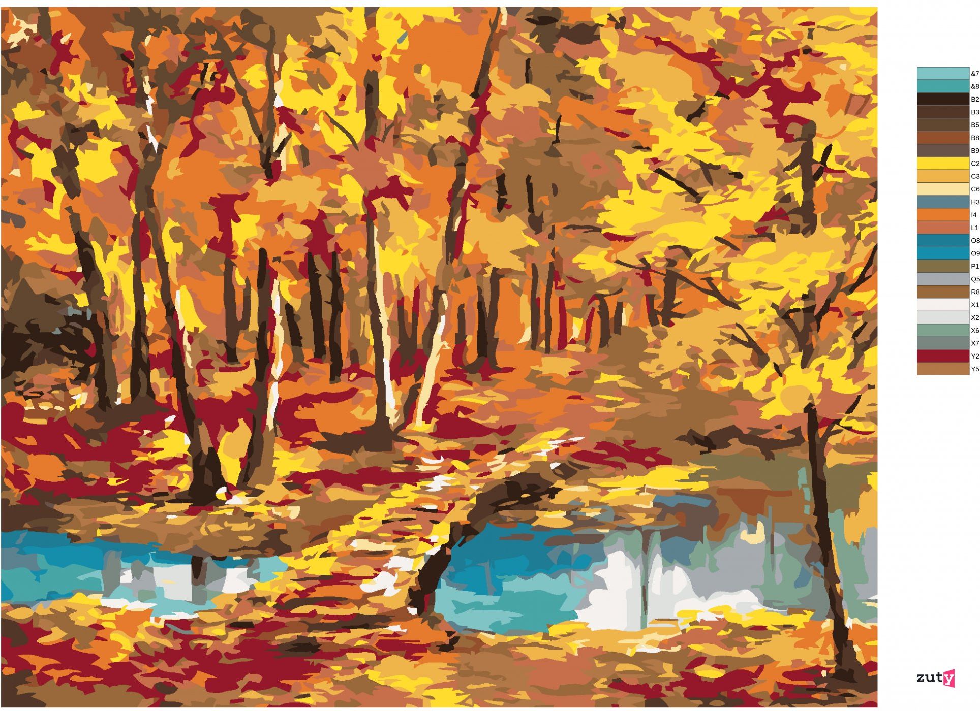 zuty Malování podle čísel - PROCHÁZKA PŘES ŘEKU - Rozměr: 40x50 cm, Rámování: Varianta: bez rámu a bez vypnutí plátna - obrázek 7